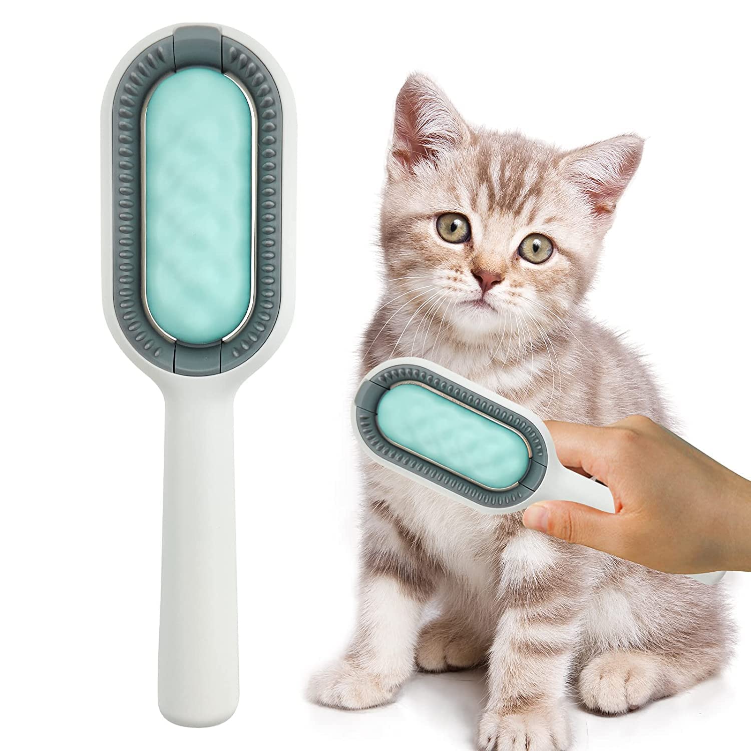 Openja 3 In 1 Cat Brushes For Indoor Cats, Kitten Grooming Massager With Shedding, Cat Fur Remover For Furniture, SelfCleaning