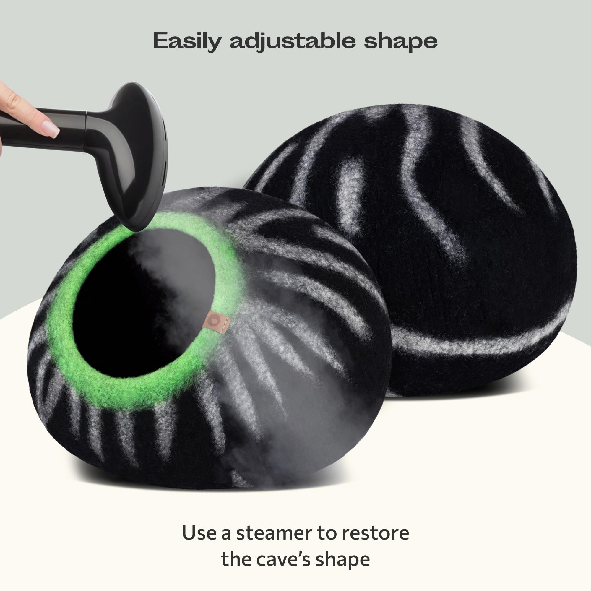 Meowfia Cat Cave - Premium Felt Cat Bed For Indoor Cats, Handmade 100% Merino Wool (Vivid Shades) (Large, Shining Tiger)