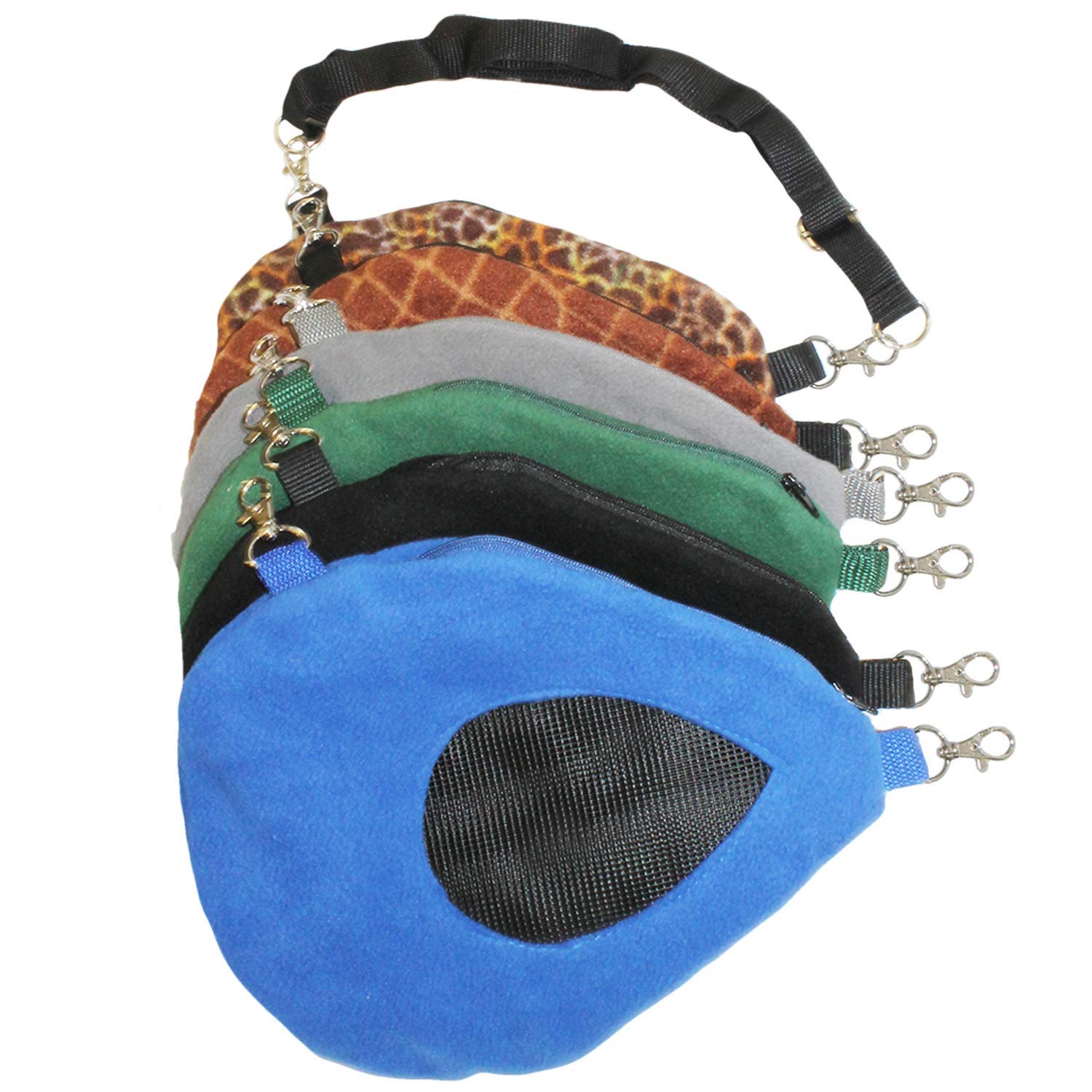 Teardrop Carry Pouch (Blue) - Small Animal Fleece Bonding Pouch - For Sugar Gliders, Hamsters, Gerbils, Mice, Degus & Other Smal