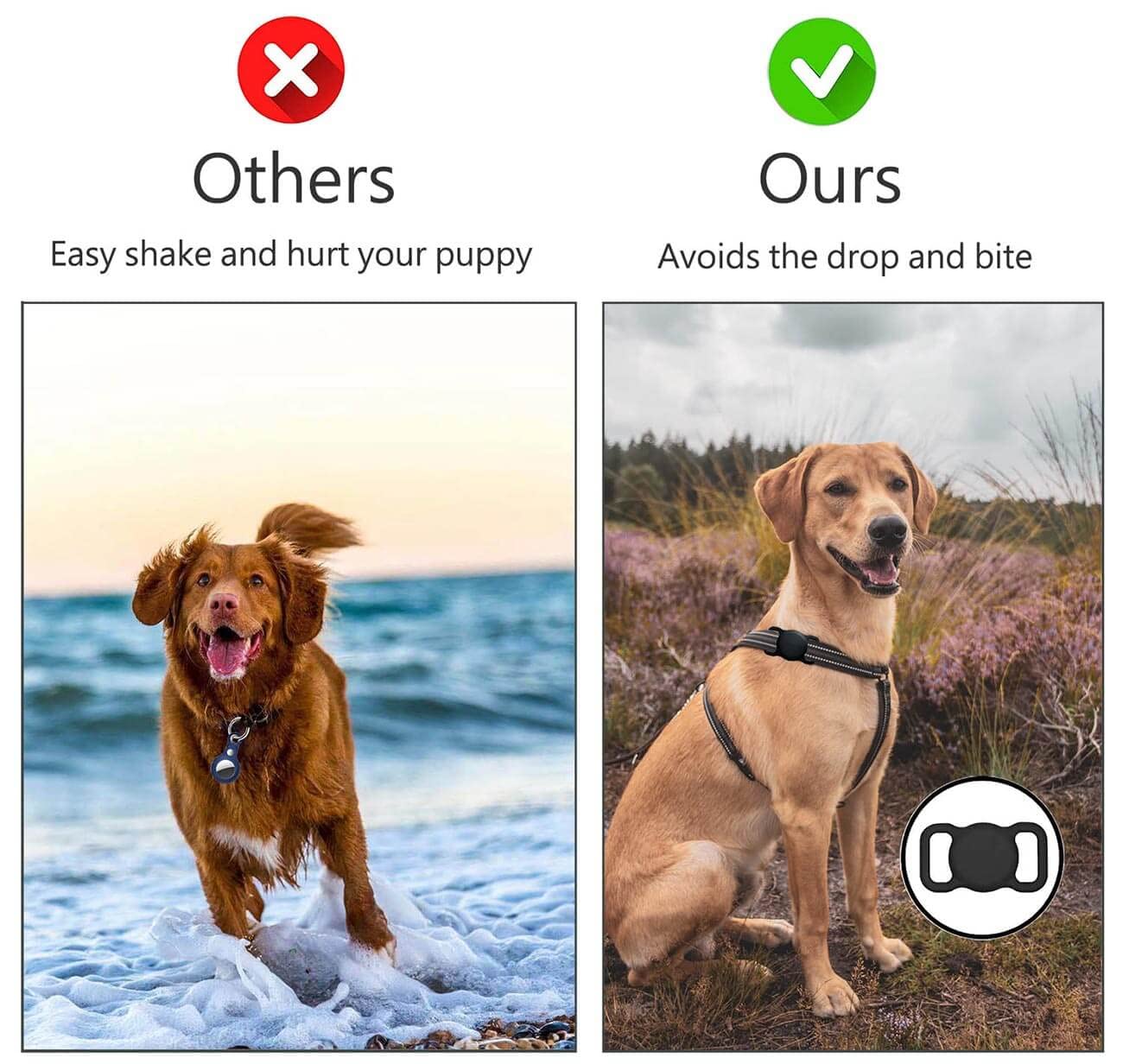 Swincho Airtag Dog Collar Holder(2 Pack) For Apple Airtag Dog Collar Silicone Anti-Lost Air Tag Holder Case Compatible With Air Tag Cat/Dog Collars (Yellow&Black)