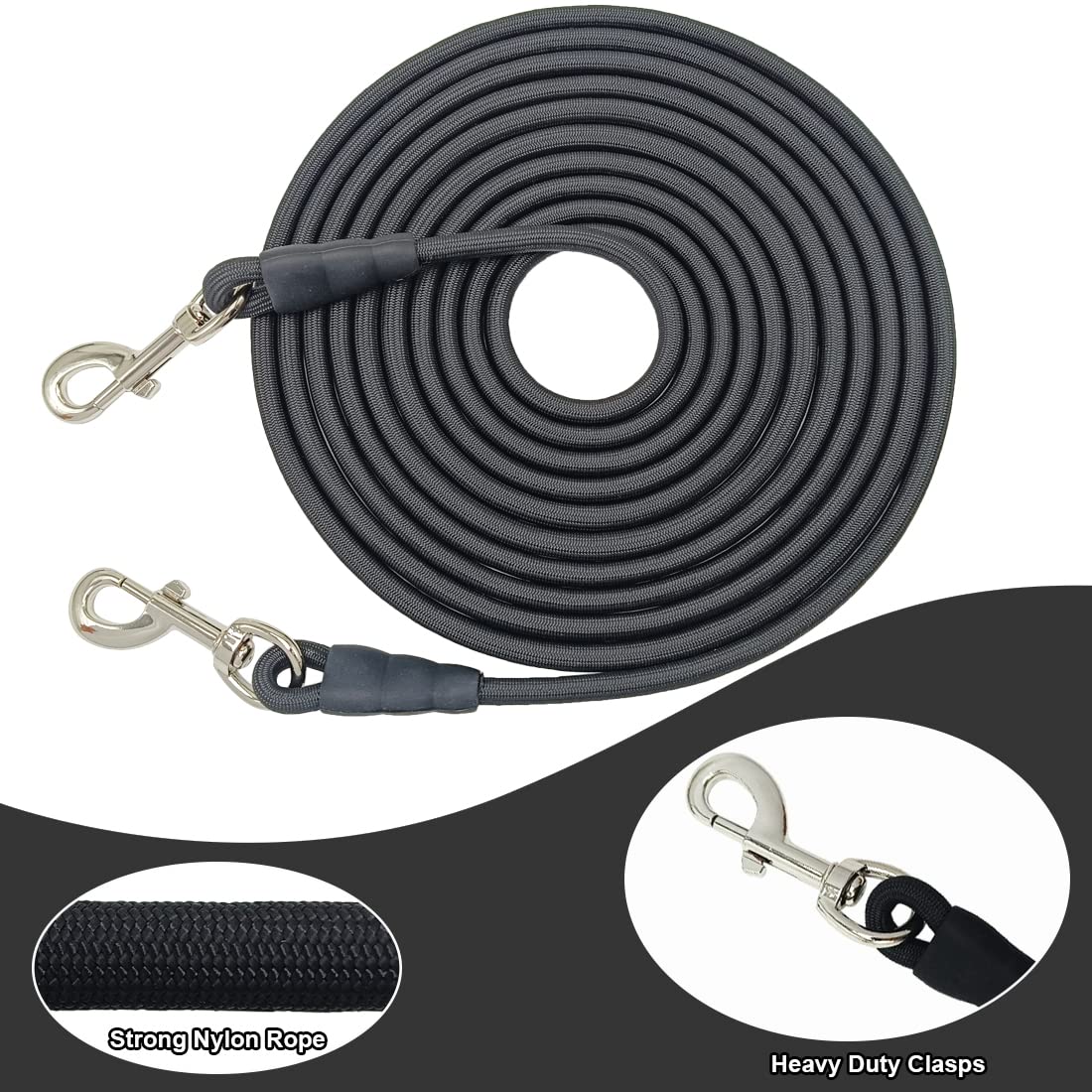 Sepxufore Tie Out Dog Leash, Strong Nylon Rope 8-10-13-15-20-25-30-35-40-45-50 Ft Heavy Duty Check Cord For Medium Large Dogs In