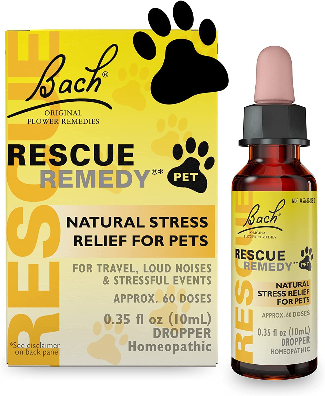 Rescue Remedy Pet Dropper - 10mL - Stress & Tension Support for Dogs & Cats with Bach Natural Flower Essences - Sedative-Free, H