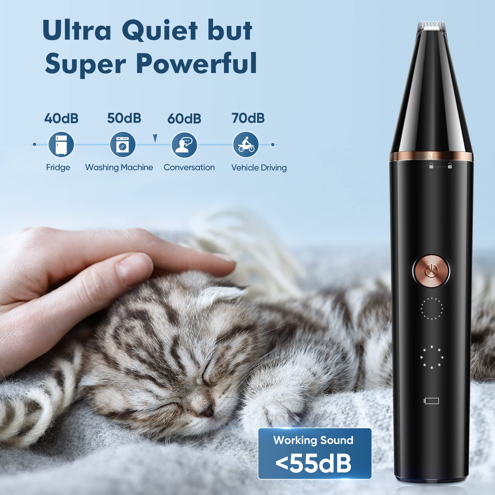 Oneisall 2 Speed Cat Clippers With Double Blades, Cordless Small Cat Paw Trimmer, Low Noise For Trimming Dog'S Hair Around Paws, Eyes, Ears, Face, Rump-Black