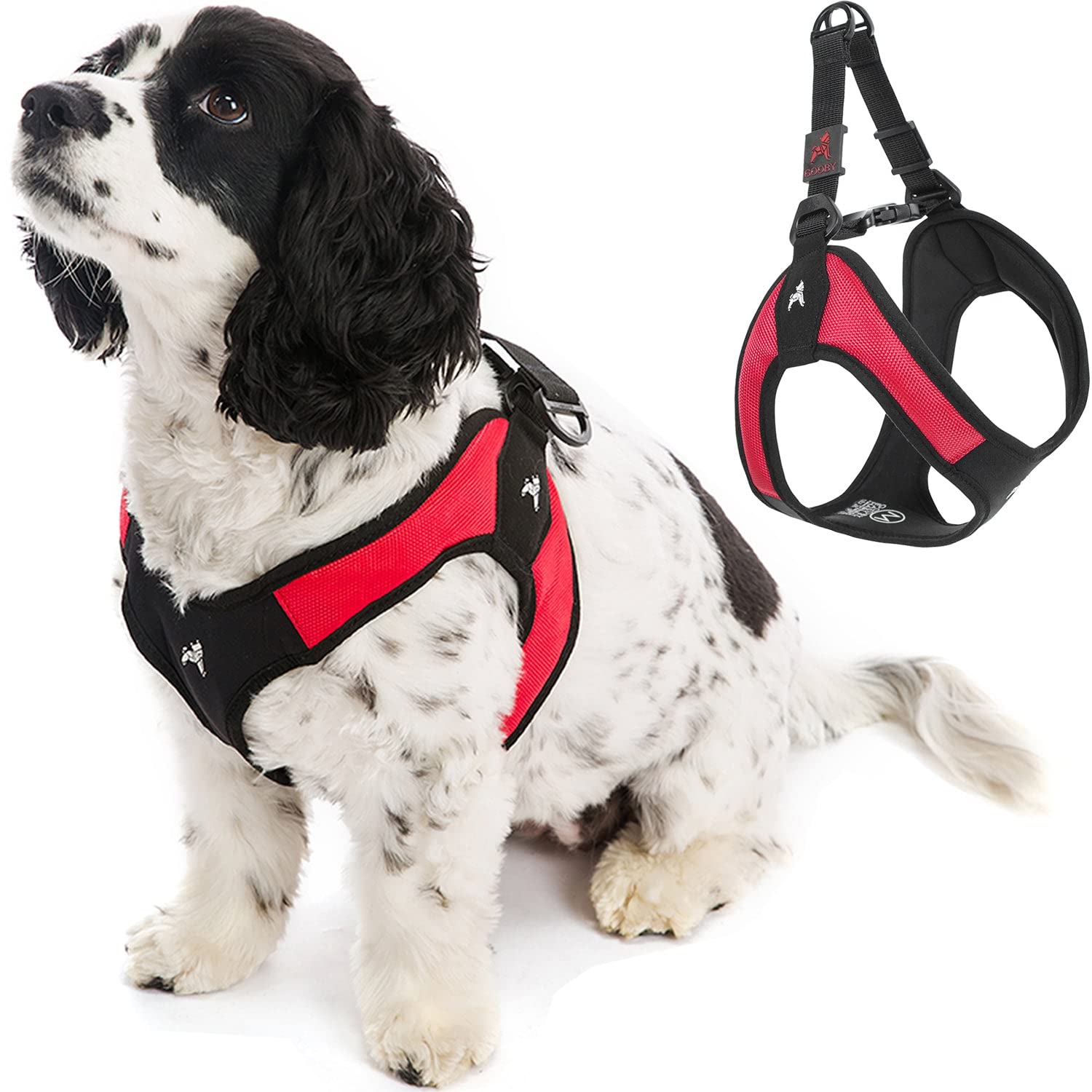 Gooby Escape Free Easy Fit Harness - Red, Medium - No Pull Step-in Patented Small Dog Harness with Quick Release Buckle - Perfec