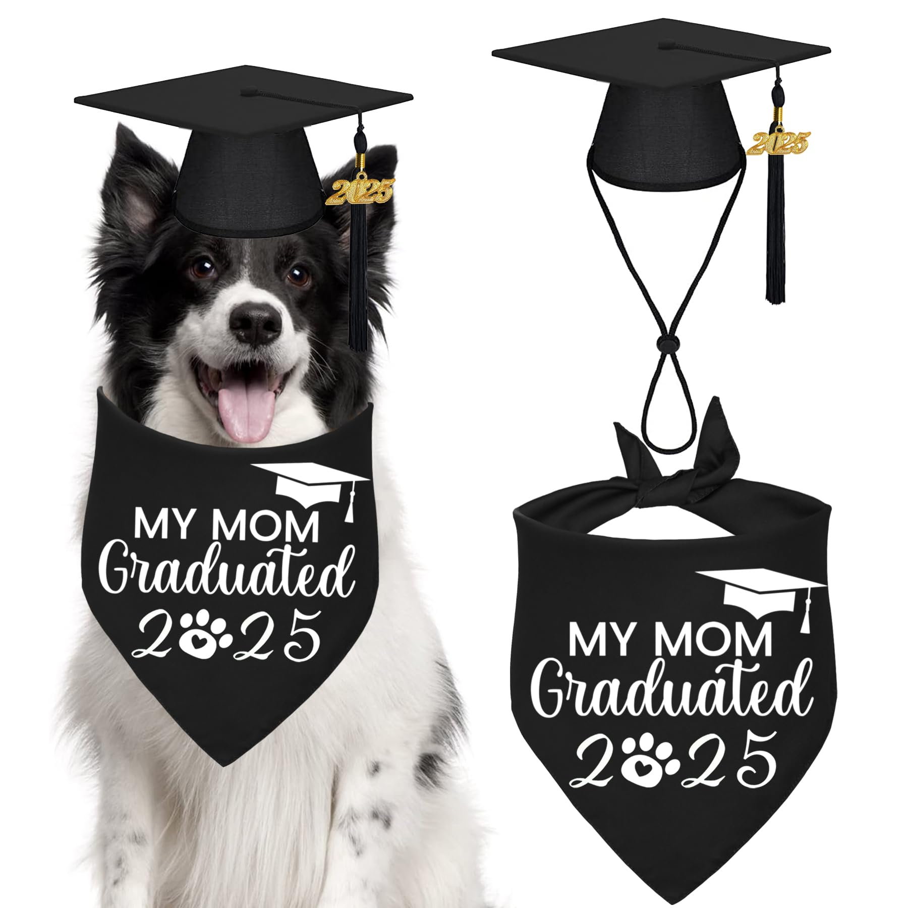 STMK Dog Graduation Cap Bandana, Graduation Dog Cap with 2025 Tassels Dog Graduation Outfits Gifts Graduation Bandana for Small 