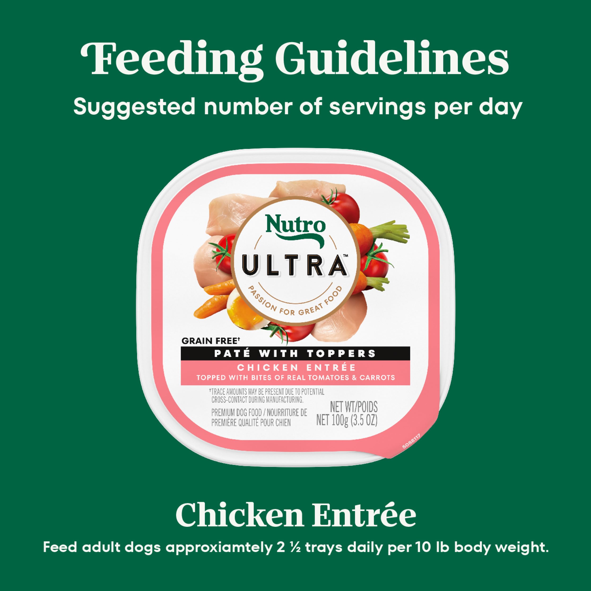 Nutro Ultra Wet Dog Food, Pate with Toppers Chicken Entree, 3.5 oz. Trays (24 Count, Pack of 1)