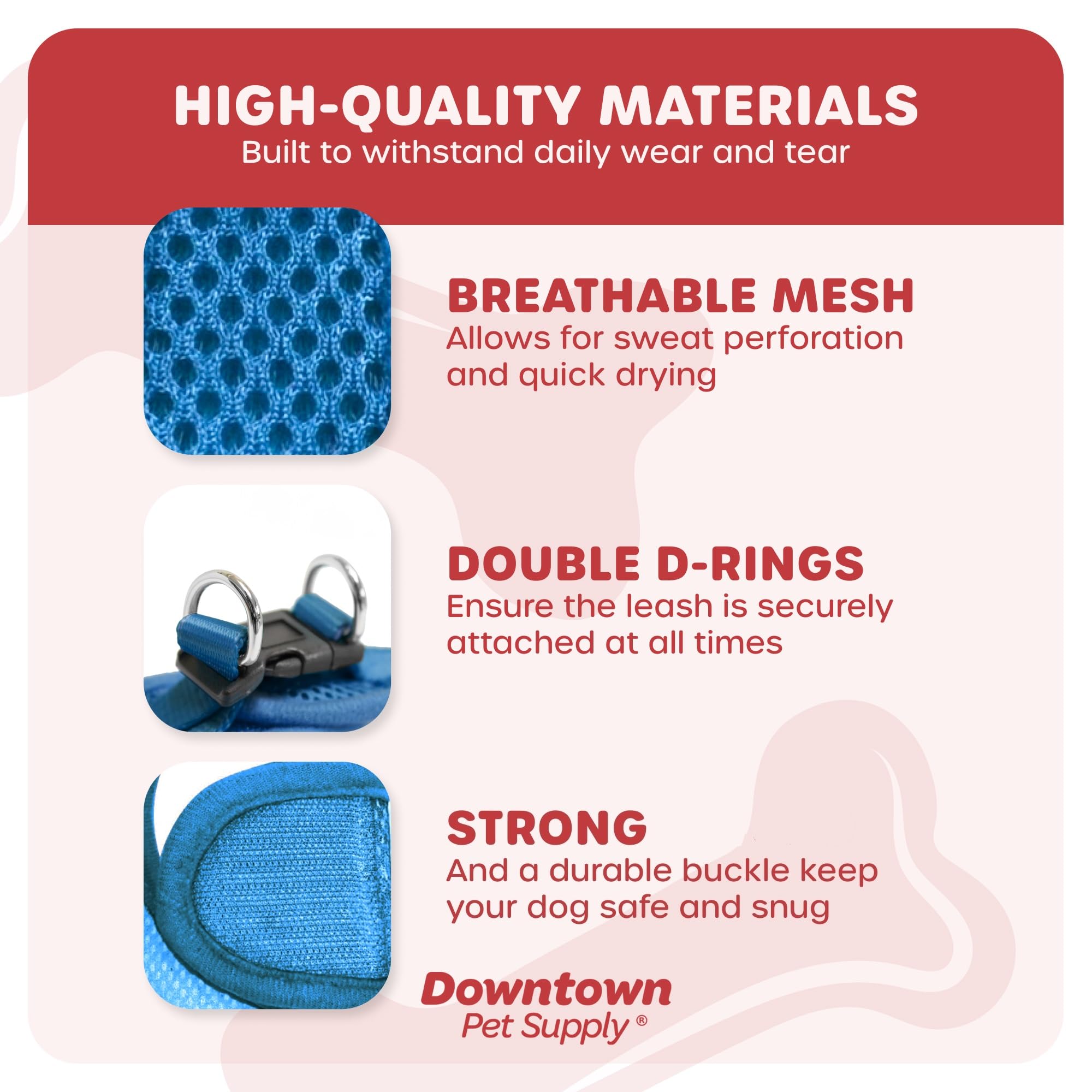 Downtown Pet Supply Step In Dog Harness For Small Dogs No Pull, Large, Cobalt - Adjustable Harness With Padded Mesh Fabric And R