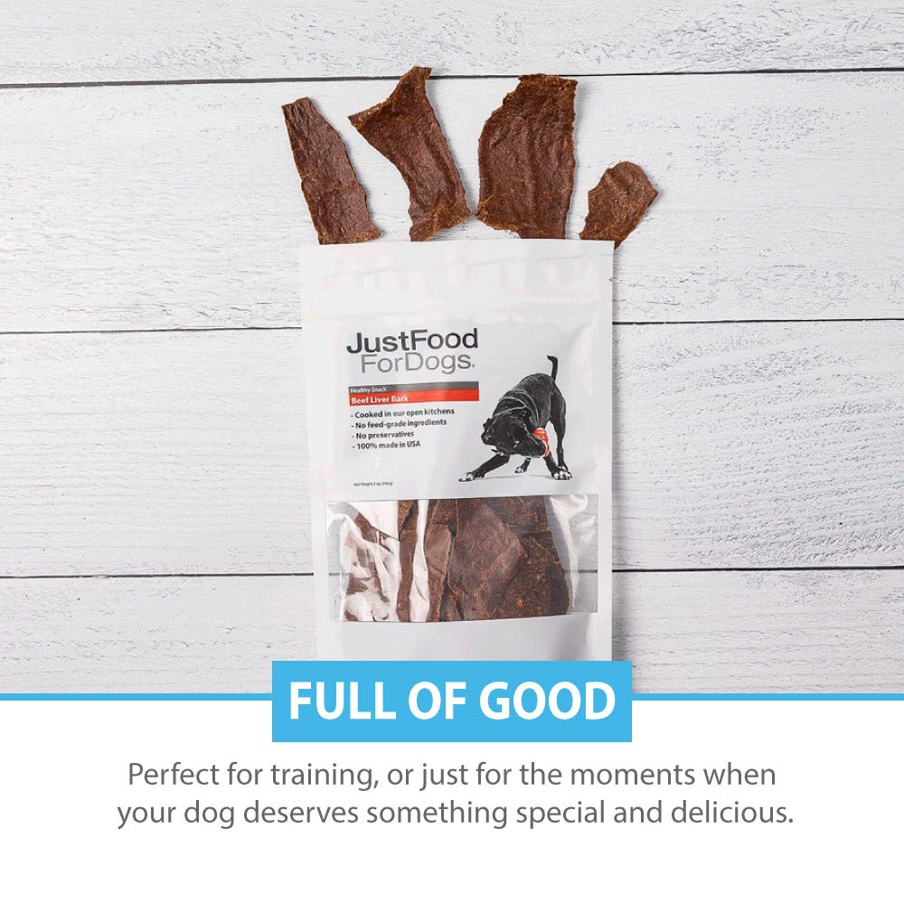 JustFoodForDogs Limited-Ingredient Beef Liver Healthy Dog Treats, Preservative-Free, Made in The USA, 5 oz