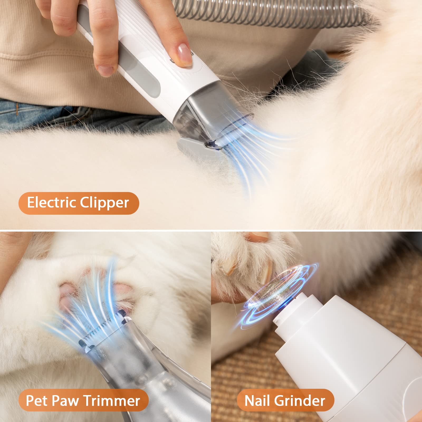 Afloia Dog Grooming Kit, Pet Grooming Vacuum & Dog Clippers Nail Trimmer Grinder & Dog Brush For Shedding With 6 Pet Grooming To