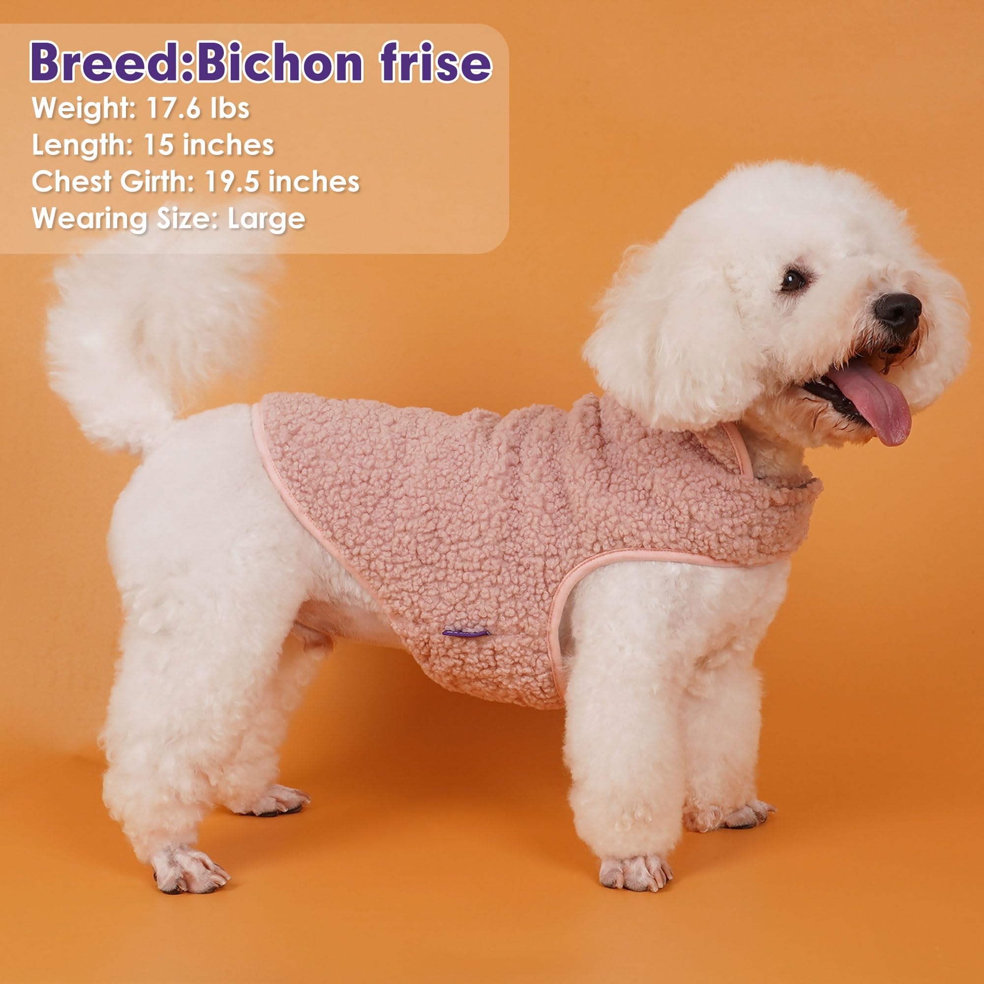 Cyeollo Reversible Dog Jacket - Sherpa Turtleneck Sweater - Winter Dog Coat - Warm Pink Xl