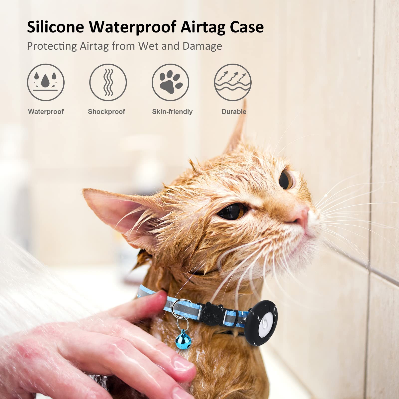 2022 Airtag Cat Collar Holder, Small Air Tag Compatible With Apple GPS Tracker, 2Pack Waterproof Case Cover for Pet Collar Withi