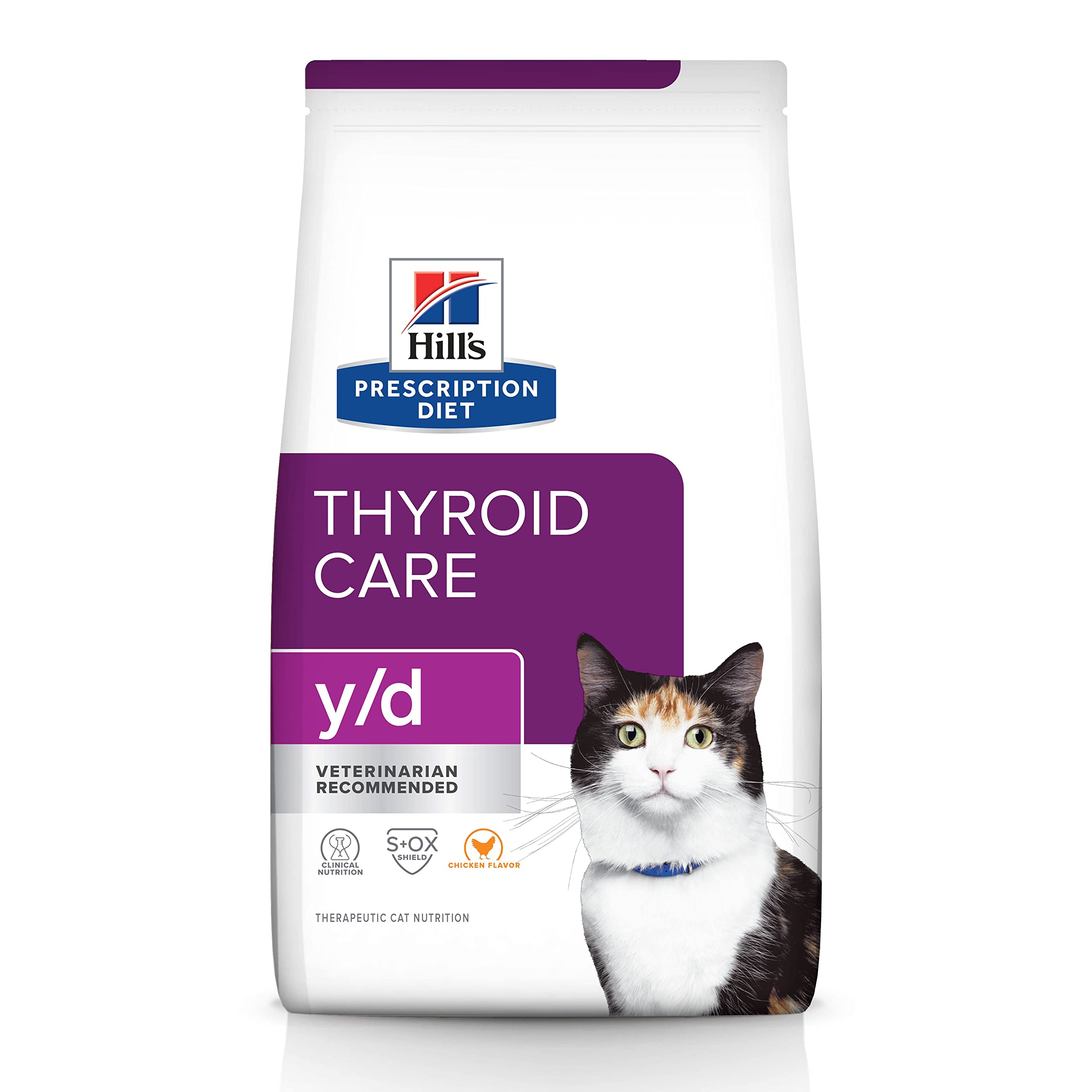 Hills Prescription Diet y/d Thyroid Care Dry Cat Food, Veterinary Diet, 8.5 lb. Bag