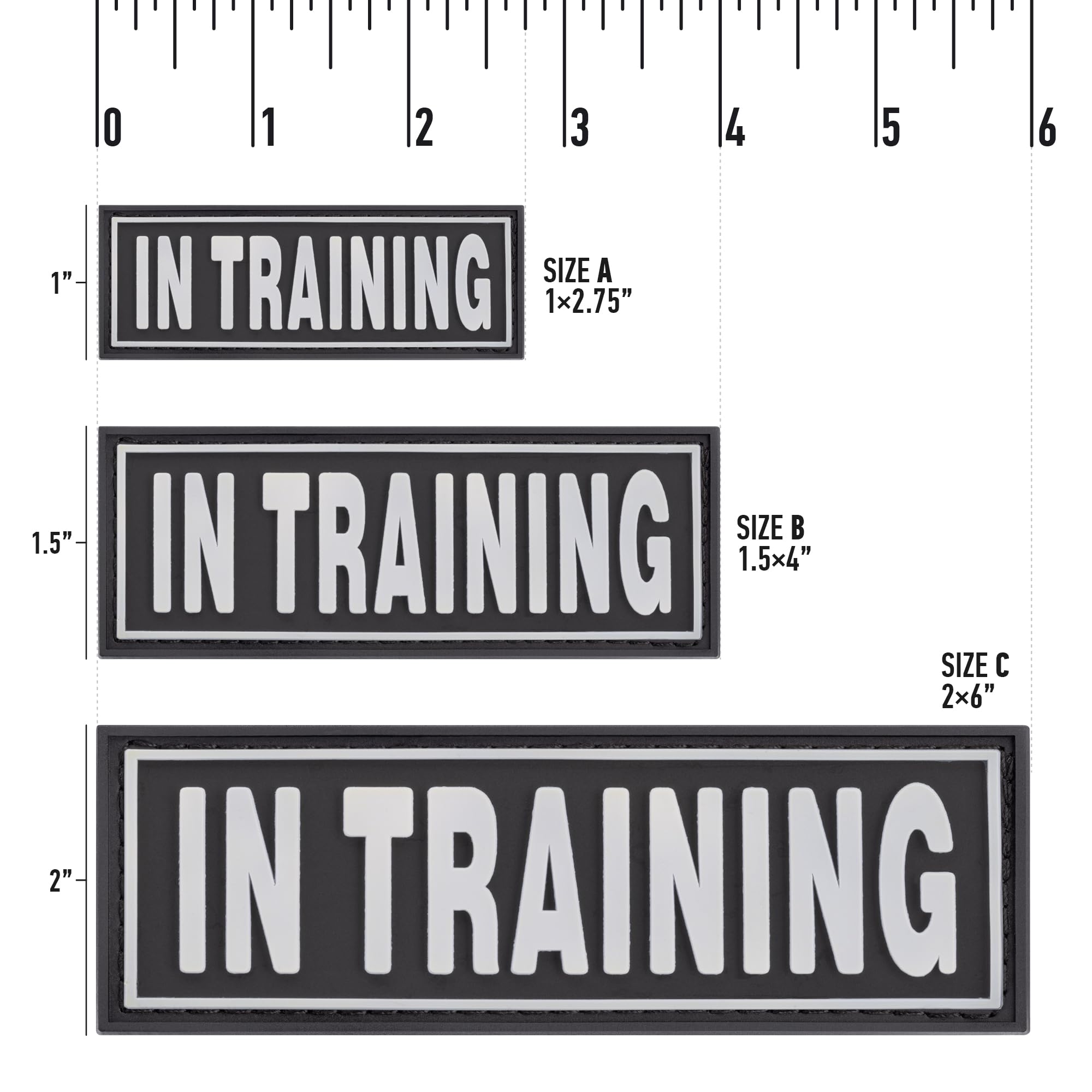 Dogline In Training Patches For Harnesses And Vests Removable 3D Rubber Patches With Hook Backing For Small Medium Or Large Working Dogs 1' X 2.75' - Two Patches