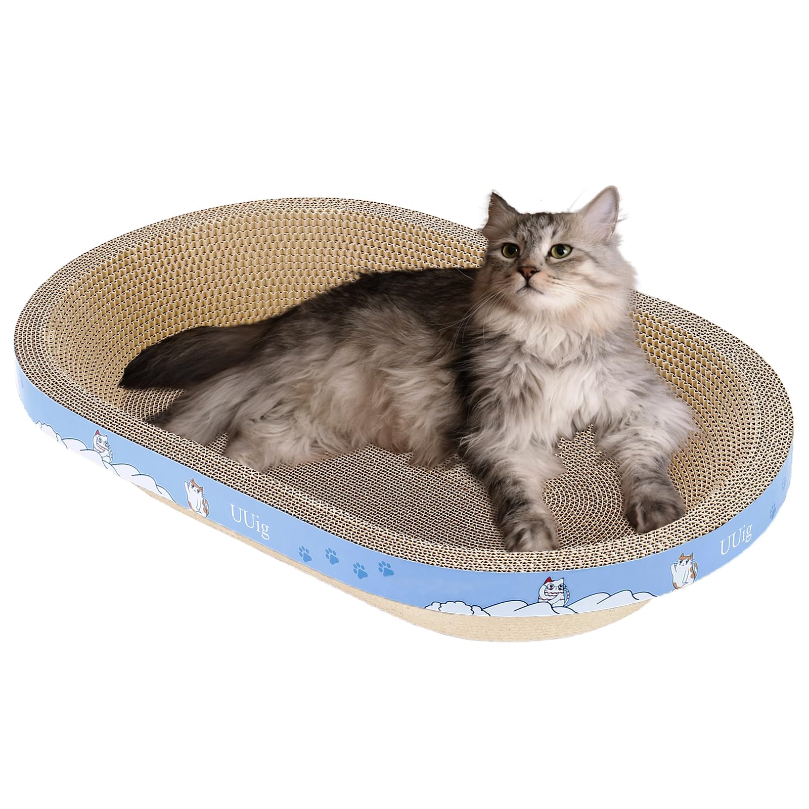 Uuig Cat Scratcher, 23.6X14.9 Inches Cardboard Cat Scratchers For Indoor Cats, Large Cat Scratching Board, Oval Cat Scratch Pad 