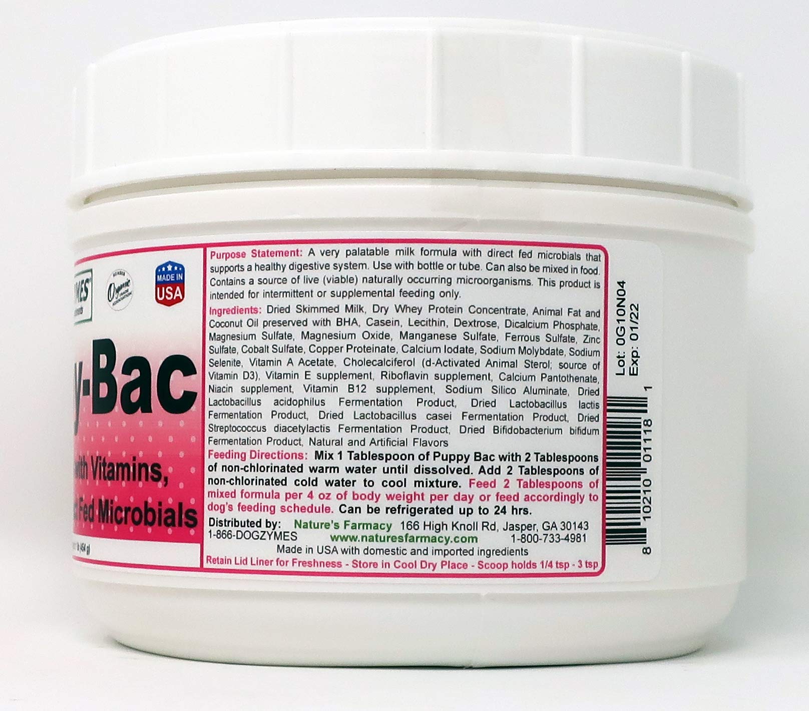 Dogzymes Puppy-Bac Milk Replacer formulated with The Proper ratios of Protein, Fat and nutrients for Growing Puppies (8 Ounce)