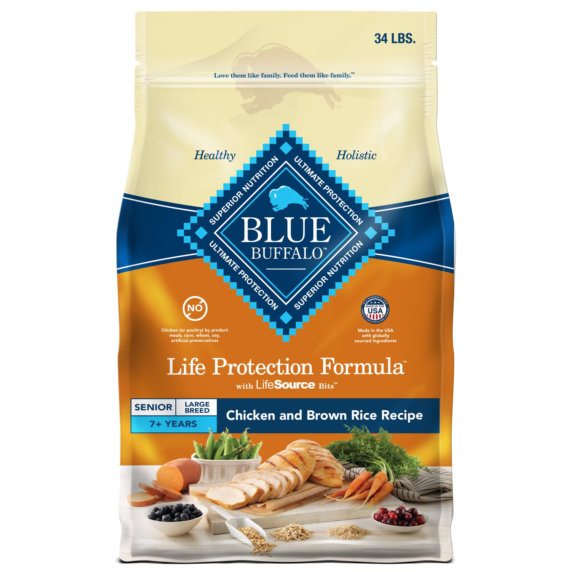 Blue Buffalo Life Protection Formula Large Breed Senior Dry Dog Food, Promotes Joint Health and Immunity, Made with Natural Ingr