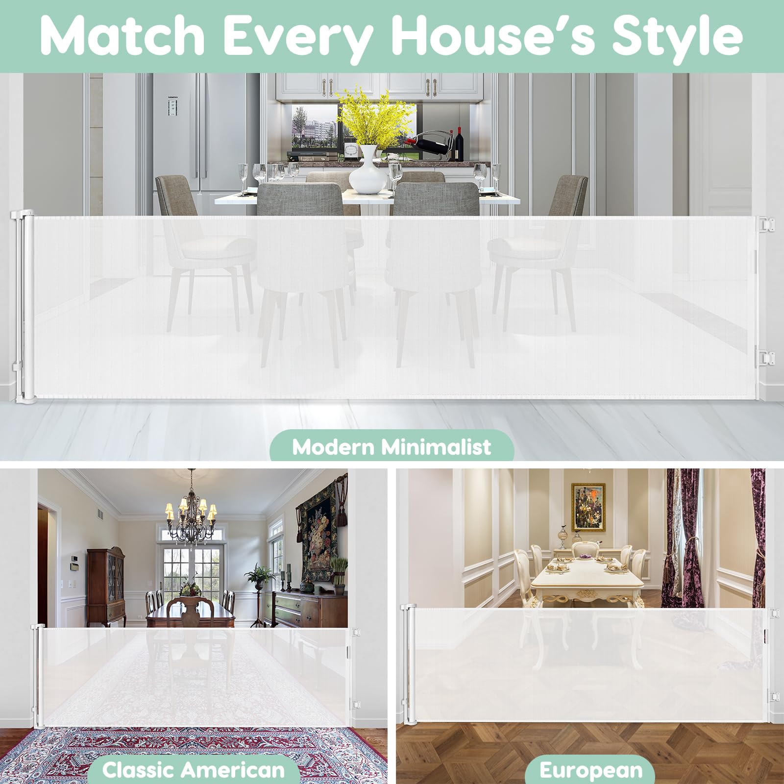 90 Inch Baby Gates Extra Wide Retractable Baby Gate Extra Large Baby Gate Extra Wide Dog Gates for The House Extra Wide Baby Gat