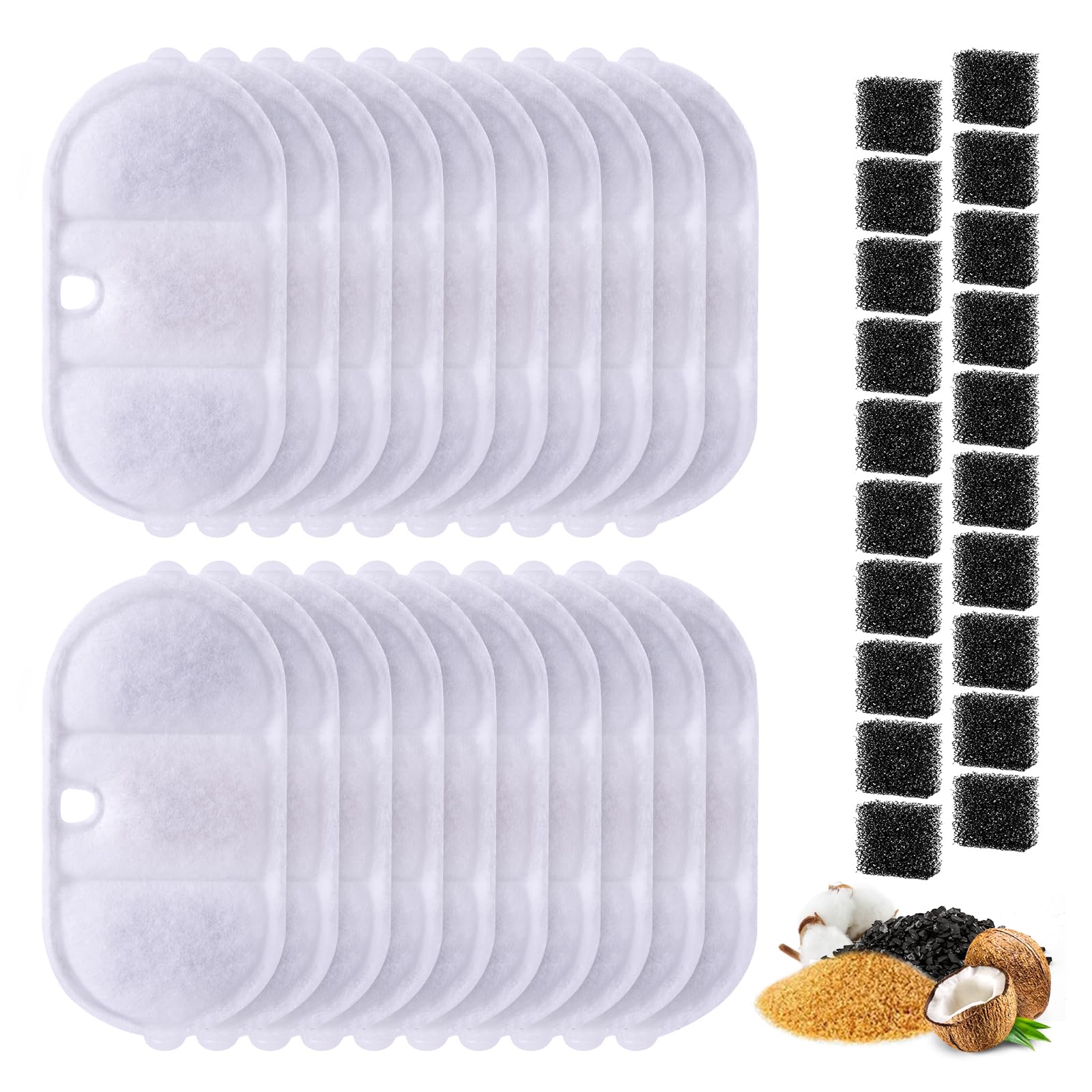 Zuqqony 20+20 Packs Of Replacement Filters And Pre-Filter Sponges Compatible With Petlibro Cat Water Fountain Plwf002, Large Cat
