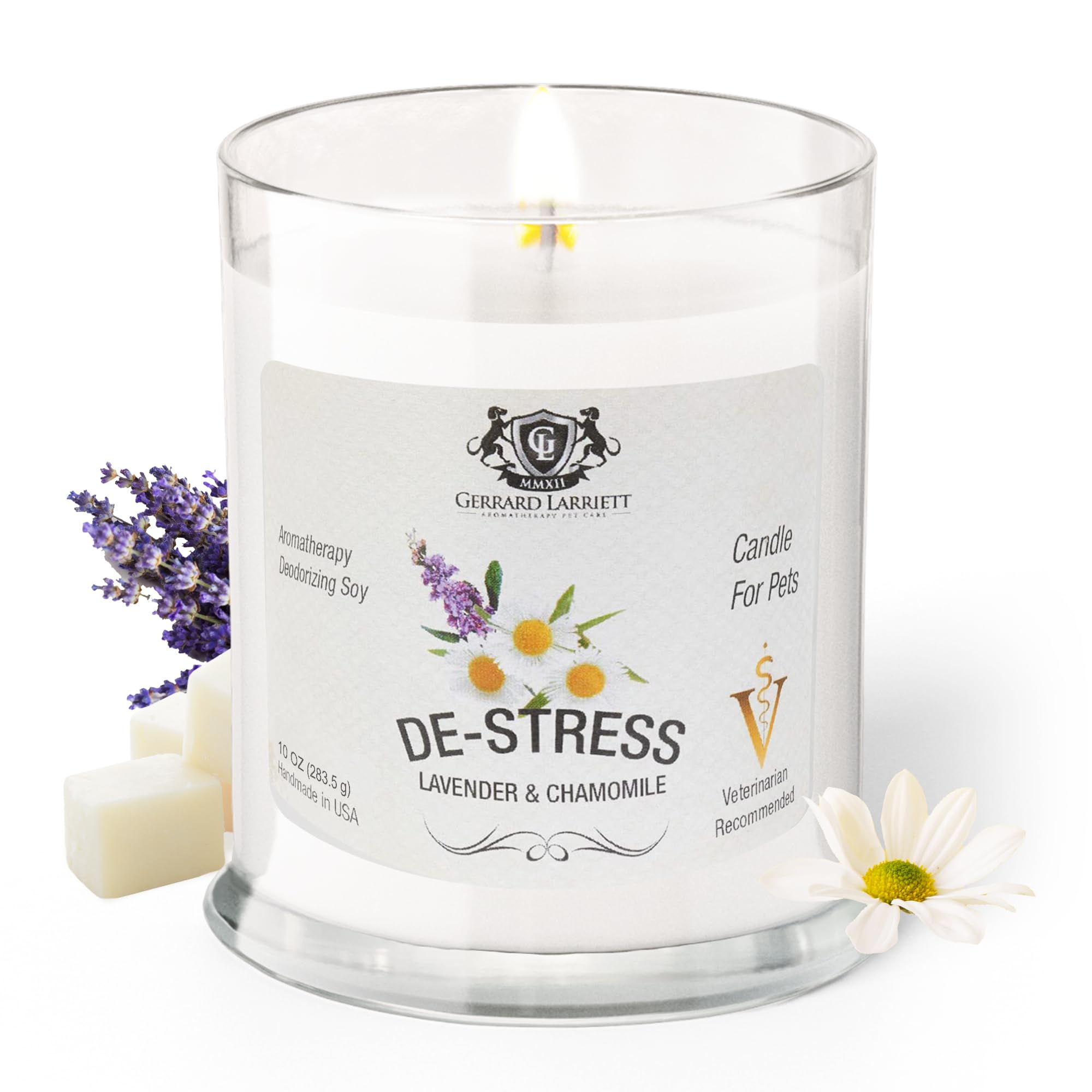 Gerrard Larriett: De-Stress Lavender & Chamomile Scented Candles For Home Decor And Pet Odor - Aromatherapy Stress Relief Soy Wa