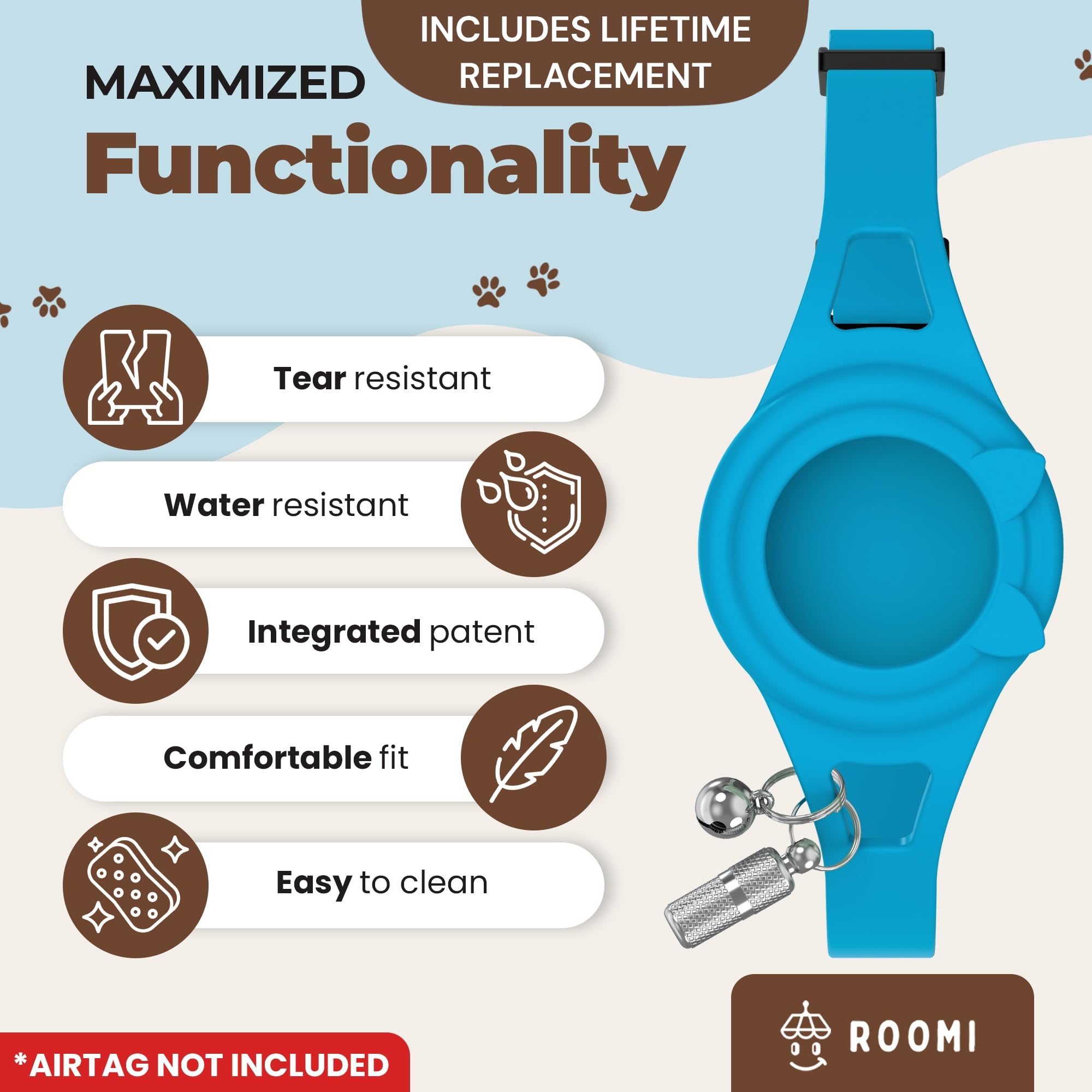 Hypoallergenic Apple Airtag Cat Collar With Breakaway Clasp, Bell & Id Tag. Compatible With Airtag. Waterproof & Lightweight Cat