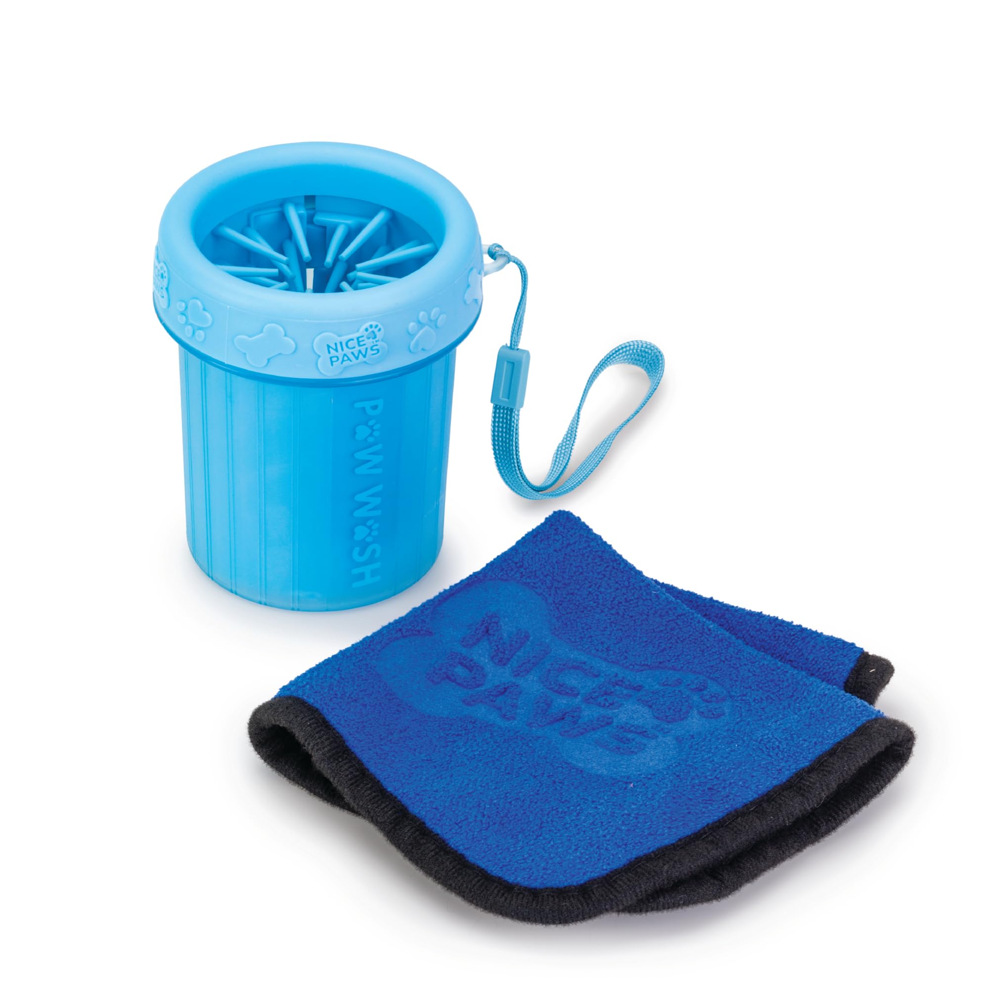 Nice Paws - Dog Paw Cleaner - Blue - Small - 1 Count - Portable Dog Paw Washer With Microfiber Towel, For Muddy Paws, Small Dogs
