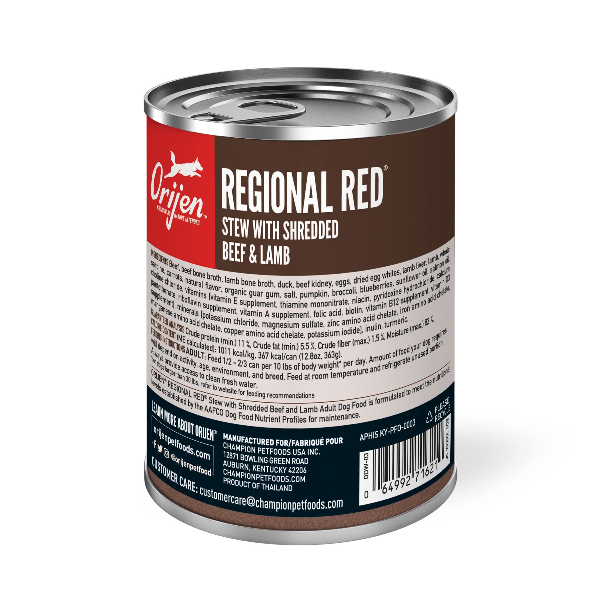 ORIJEN Real Meat Shreds, Grain-Free, Regional Stew, Premium Wet Dog Food