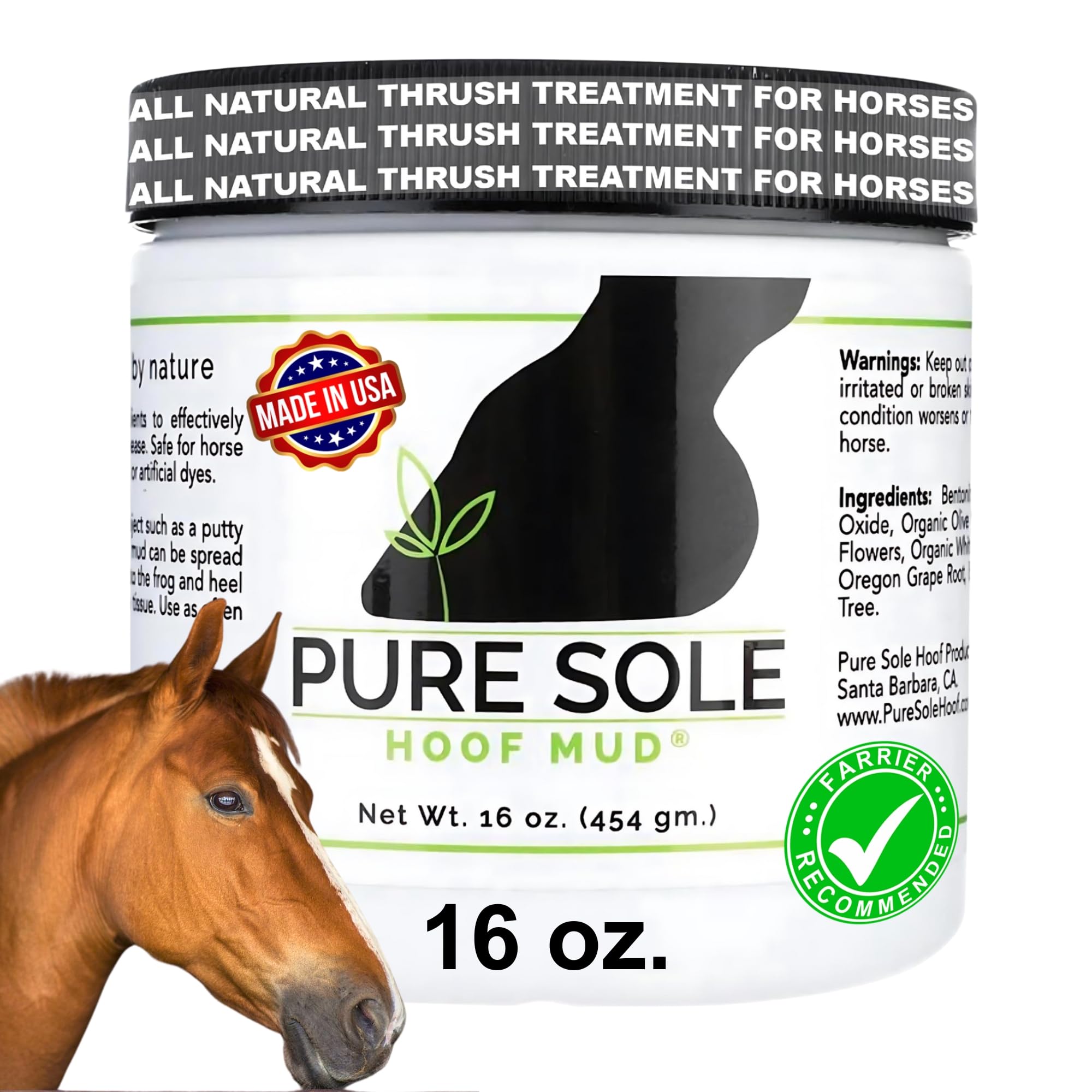 Hoof Clay Thrush Treatment for Horses | Pure Sole Hoof Mud for White Line, Cracks, Thrush, and Hoof Packing | All Natural Horse 
