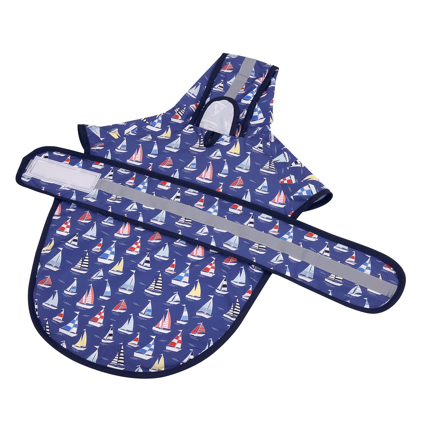 Hde Dog Raincoat Hooded Slicker Poncho For Small To X-Large Dogs And Puppies Nautical Boats - S