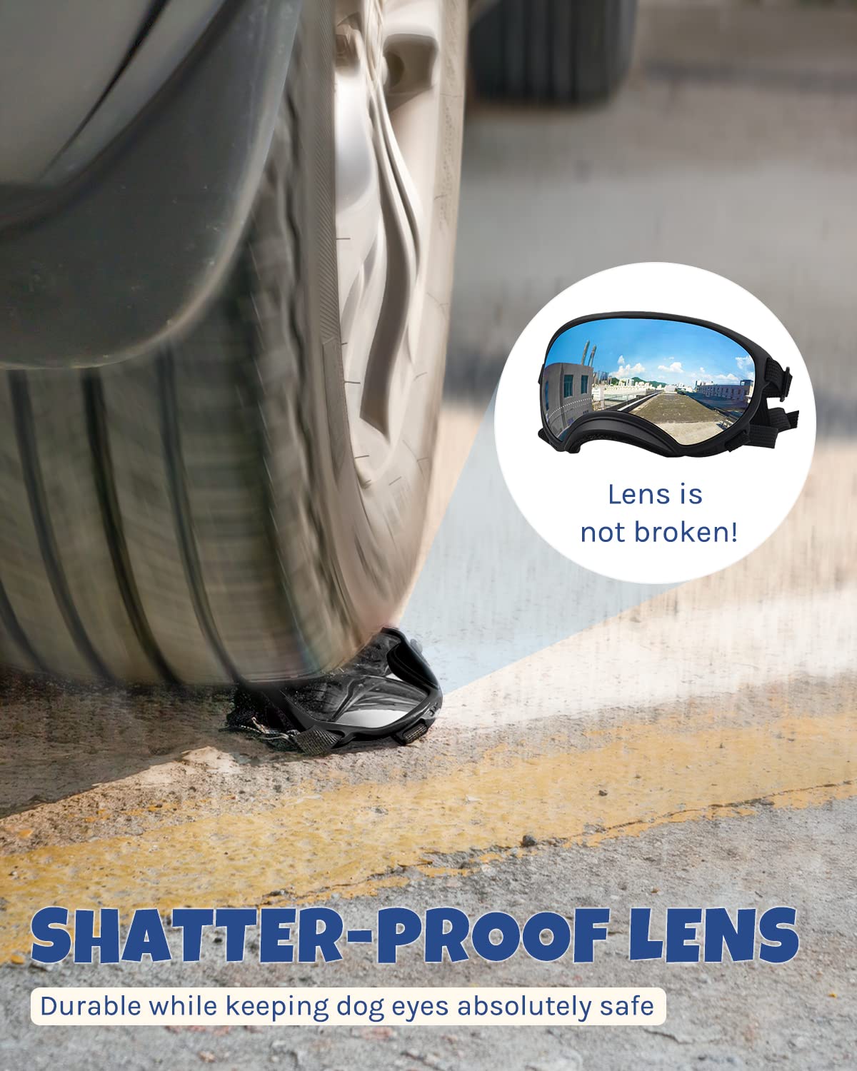 Large Dog Sunglasses, Dog Goggles Large Breed And Medium, Uv Protection, Windproof, Dustproof And Snowproof. Shatterproof Lens,