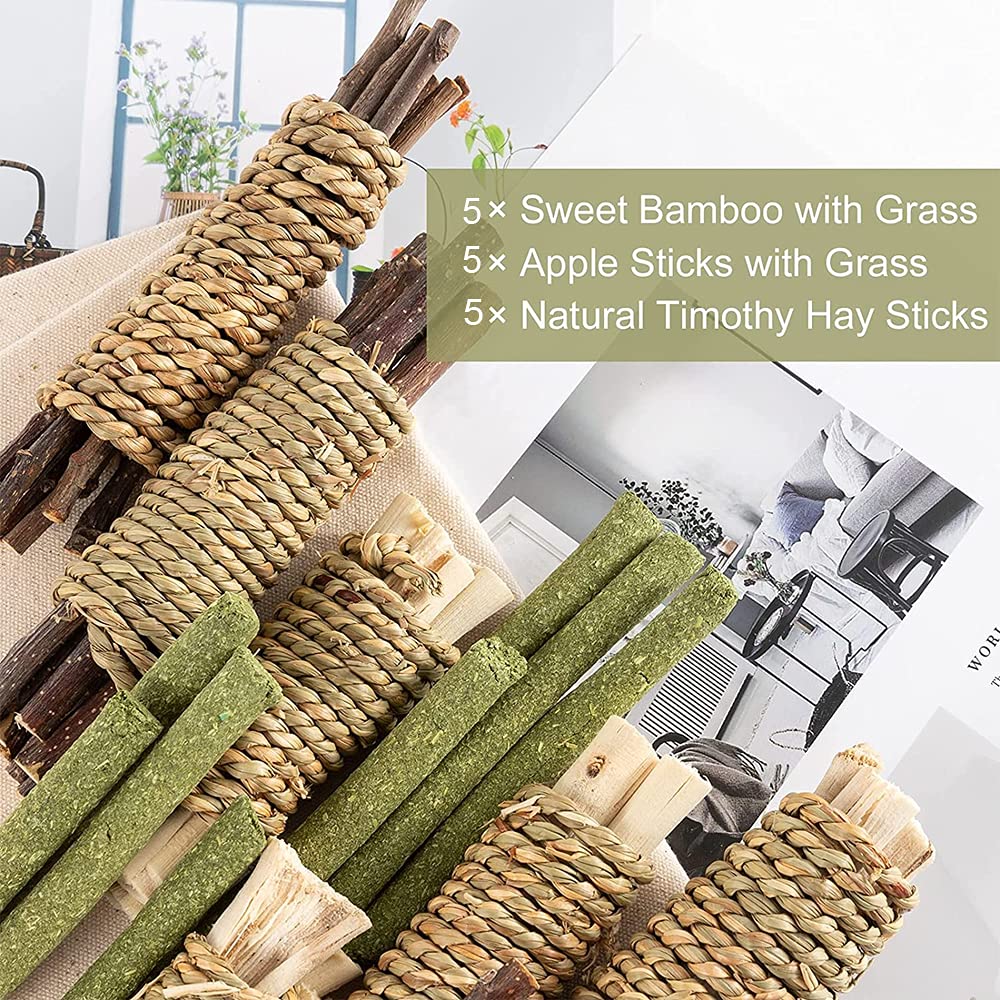 Dbeans Flourithing Rabbit Toys, 3 Types Natural Hamster Chew Toys For Teeth Grinding, Improve Dental Health, Best Bunny Toys For Rabbits, Guinea Pigs, Chinchillas, Hamsters