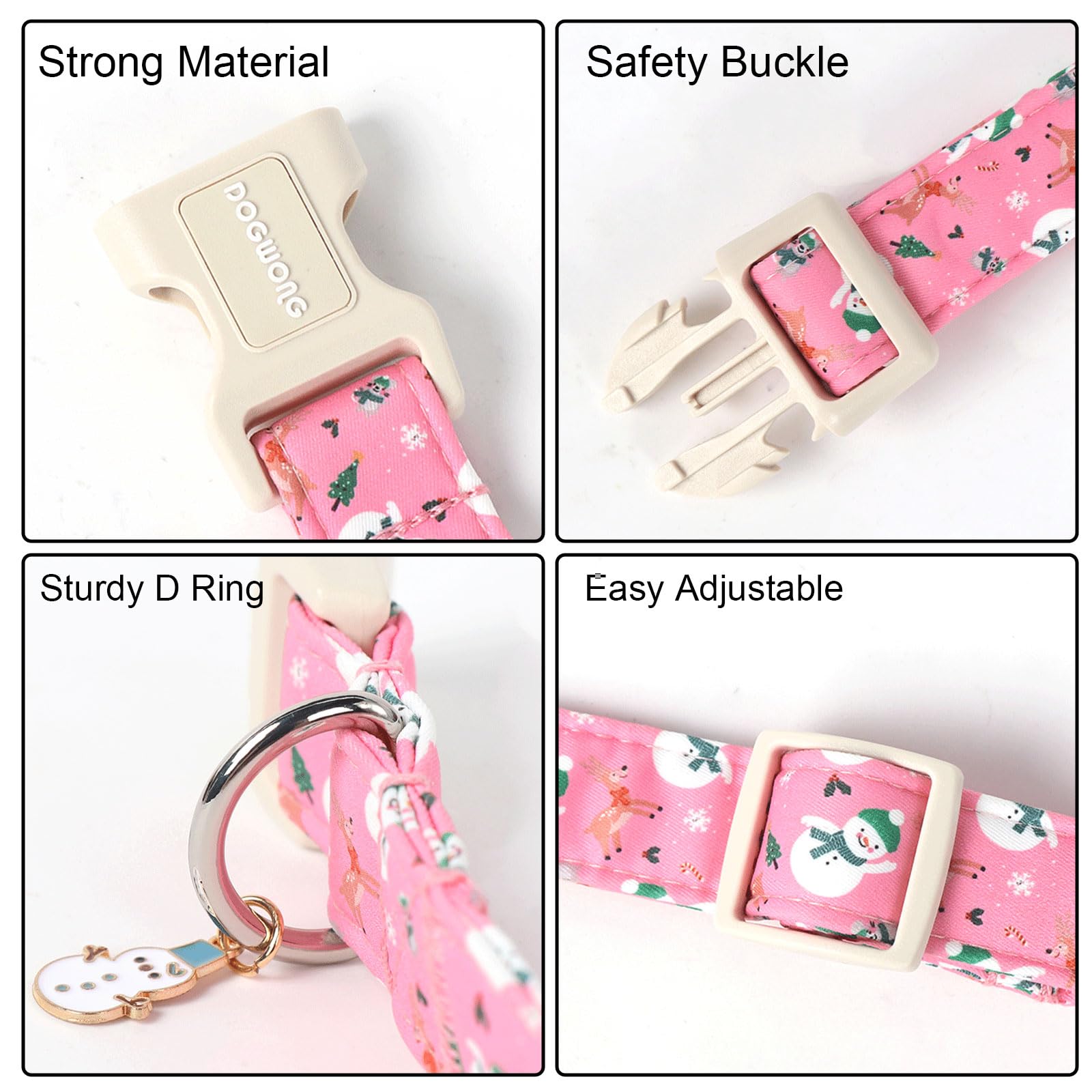 Dogwong Snowman Dog Collar- Cute Designer Christmas Blue Dog Collars Adjustable Deer Dog Collar For Small Medium Large Dogs M