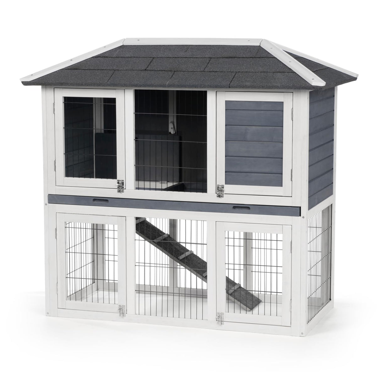 Prevue Pet Products 4601 Duplex Rabbit Hutch, Gray/White