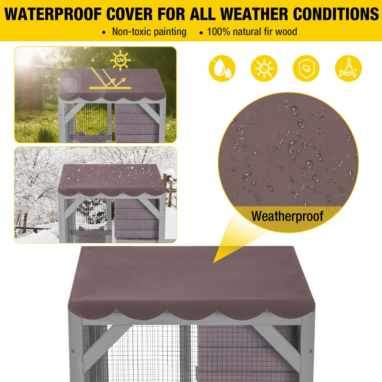 Aivituvin Cat Catio Outdoor Cat House Movable Large Enclosures On Exercise Wheels Kitty Cage With Upgraded Resting Box,Waterproo