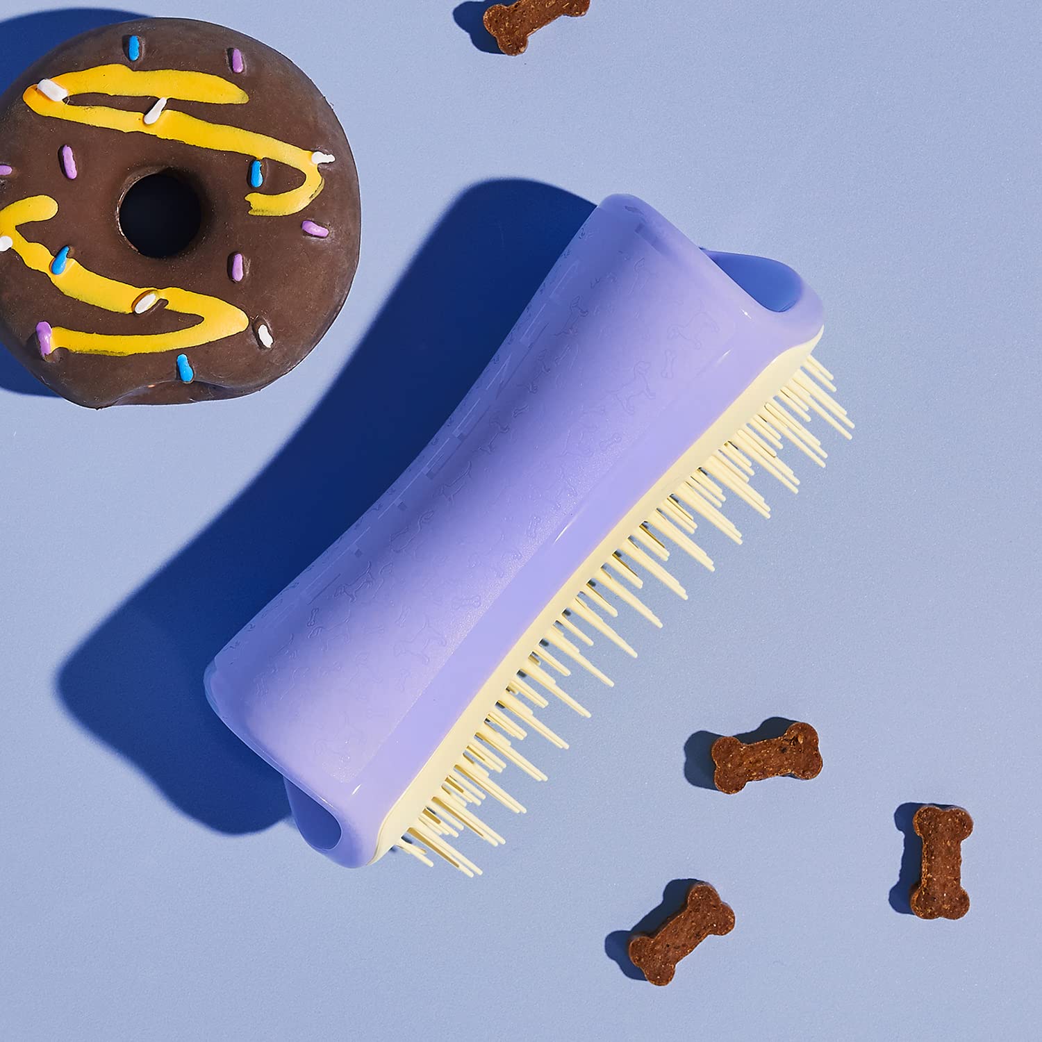 Pet Teezer By Tangle Teezer Detangling Dog Grooming Brush, Dry Brush & Dog Bath Brush For Wet Or Dry Fur & Light Shedding Breeds, Small, Lilac/Yellow