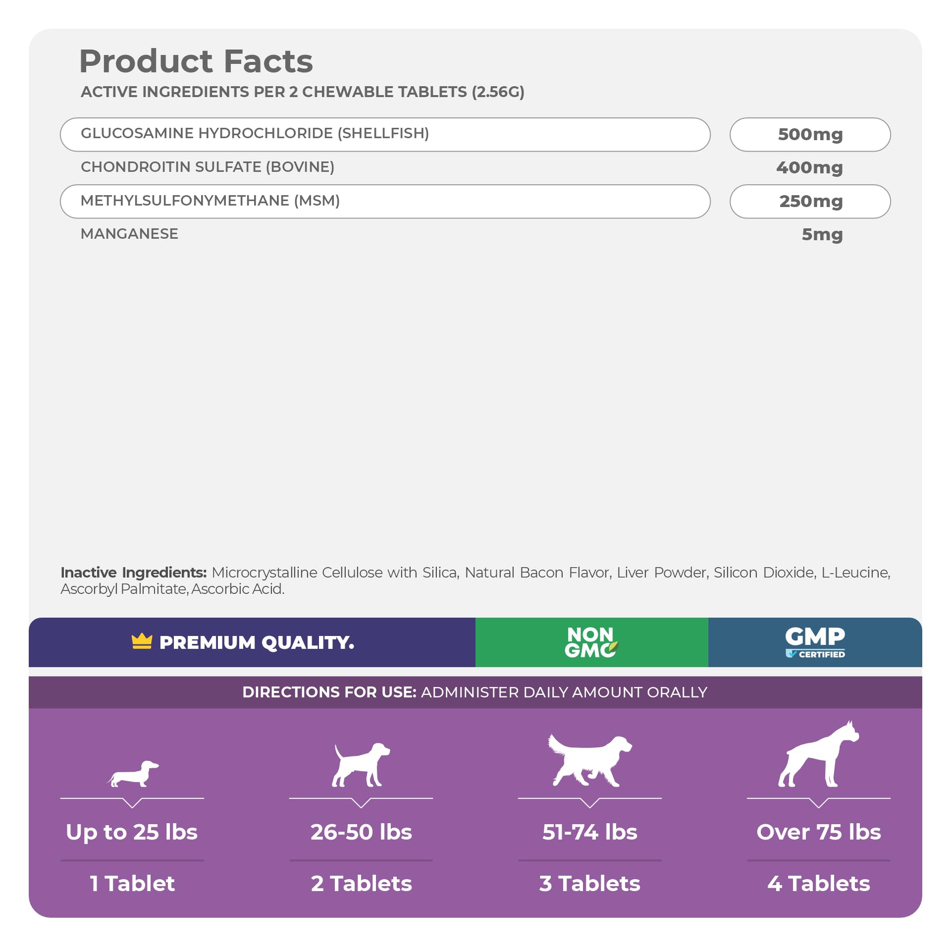 Joint Supplement for Dogs - 120 Chewable Tablets - with Glucosamine, Chondroitin, MSM and Manganese for Hip, Tissue, and Mobilit