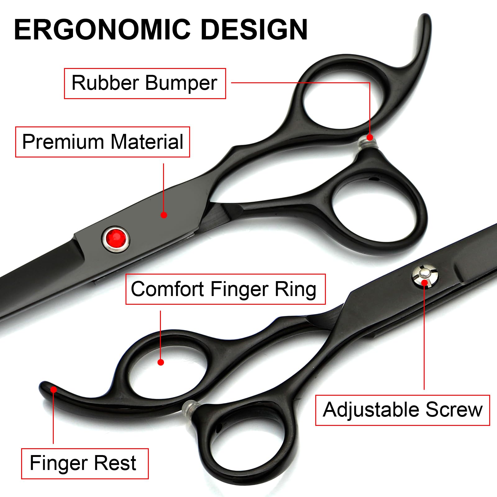 Professional Dog Grooming Scissors Kit Black 5 In 1, Dog Shears For Grooming 6Cr Premium Stainless Steel Grooming Scissors Kit F