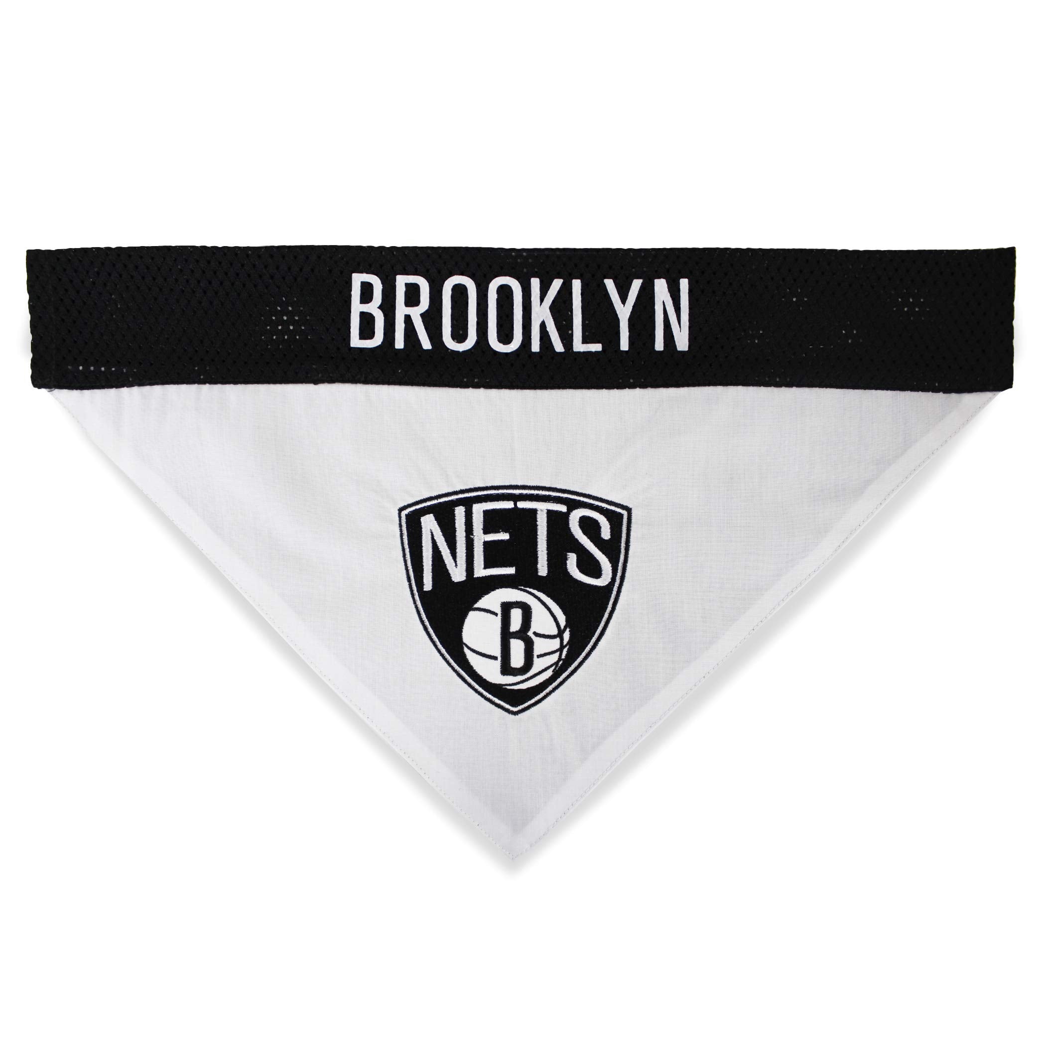 Nba Dog Bandana - Brooklyn Nets Reversible Pet Bandana. 2 Sided Home & Away Sports Bandana With A Premium Embroidery Team Logo, Large/X-Large