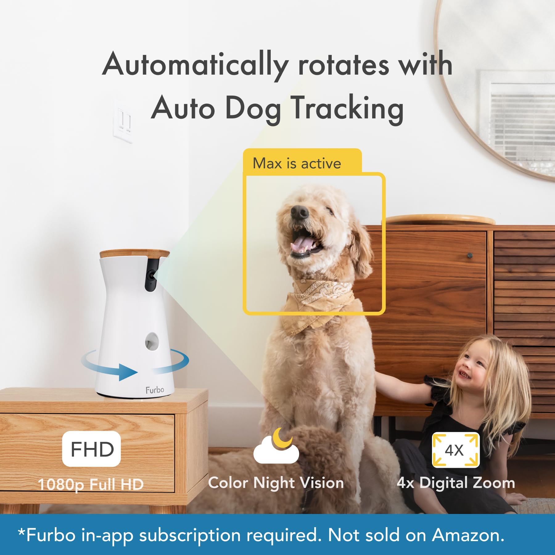 Furbo 360 Dog Camera + Nanny Bundle: Home Security & Dog Safety Alerts, Rotating Pet Treat Dispenser Camera with Speaker, Smart