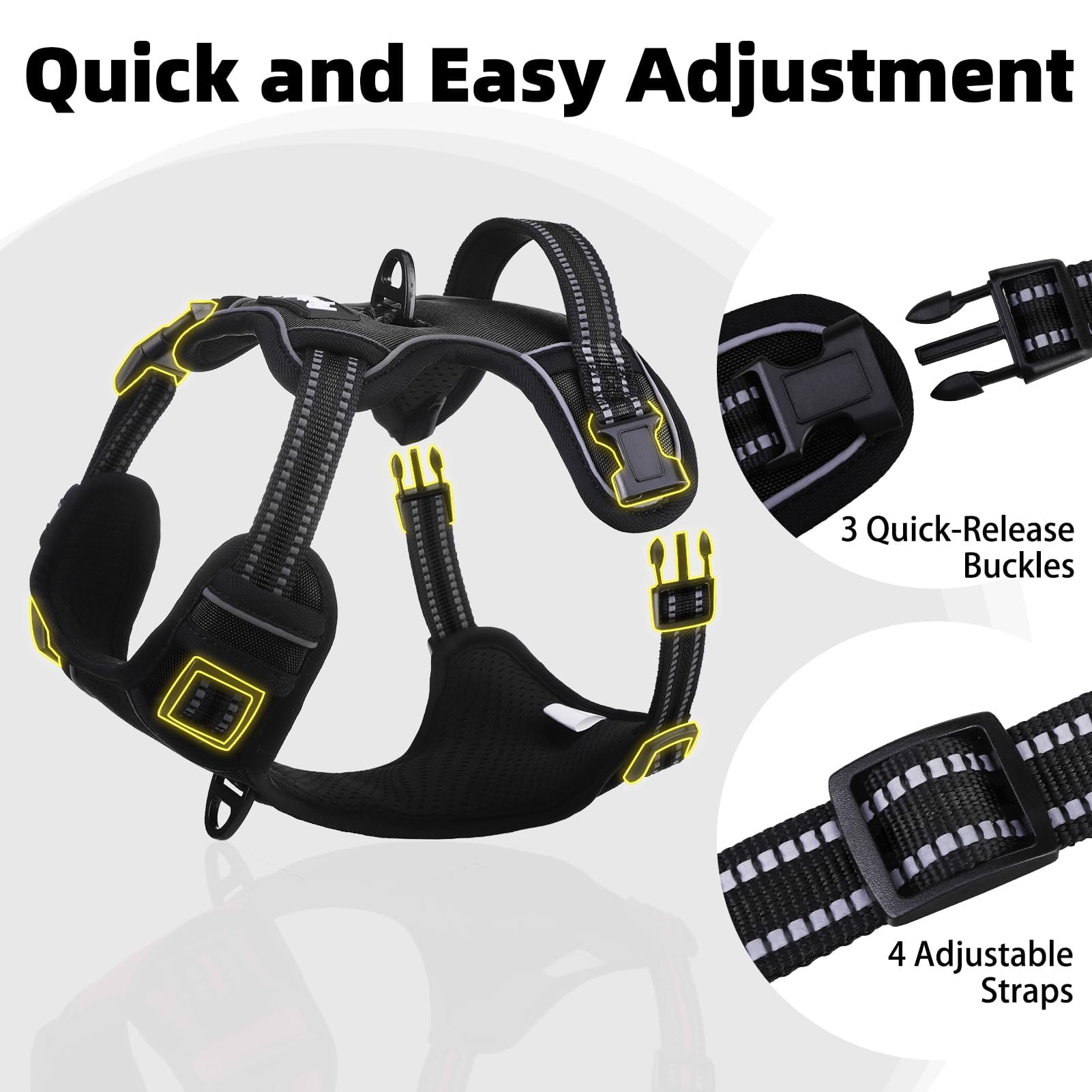 Pupteck No Pull Dog Harness Small Sized, Adjustable Reflective Dog Harness With Handle Easy Control, Comfortable Soft Padded Pet