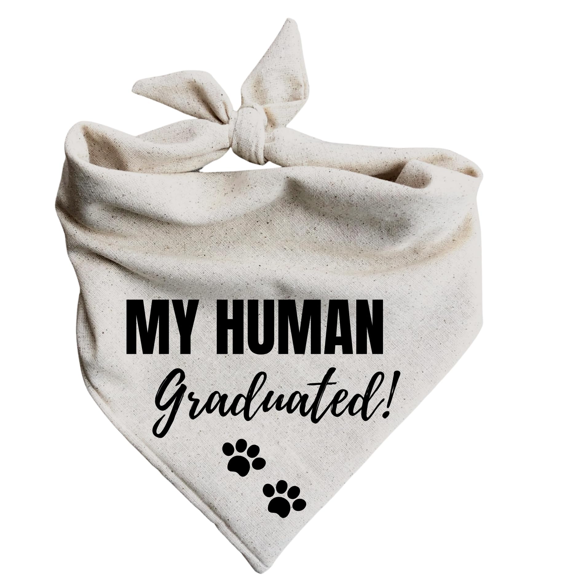 My Human Graduated! Dog Bandana Minimal Cream Beige Graduation Simple Boho Graduate Gift (X-Large)