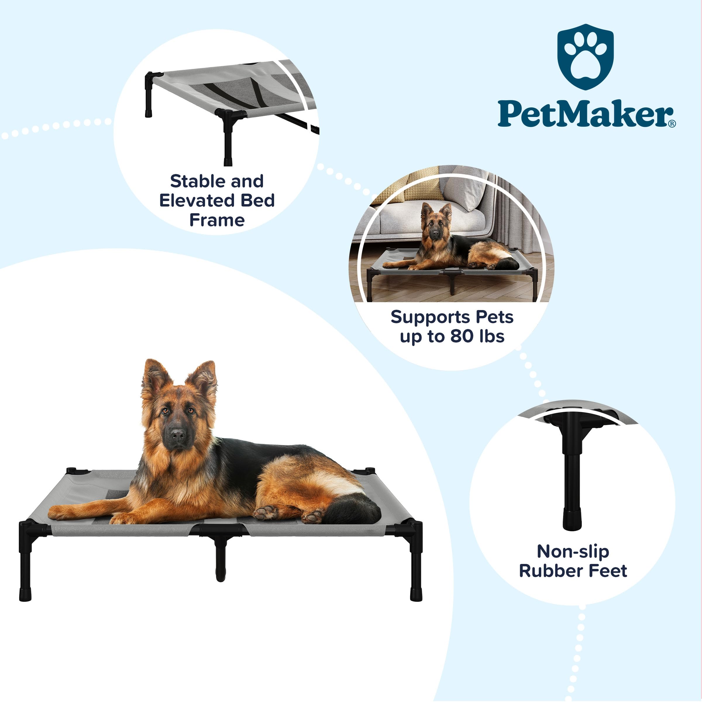 Elevated Dog Bed - 36X29.75-Inch Portable Pet Bed With Non-Slip Feet - Indoor/Outdoor Dog Cot Or Puppy Mattress For Pets Up To 8