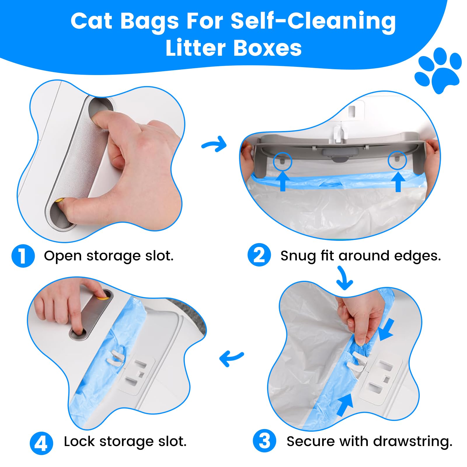 Jynsrou 120 Count Cat Litter Box Liners Bags For Meowant Mw-Sc01 / Mw-Sc02, Extra-Thick Cat Waste Bags For Self-Cleaning Litter