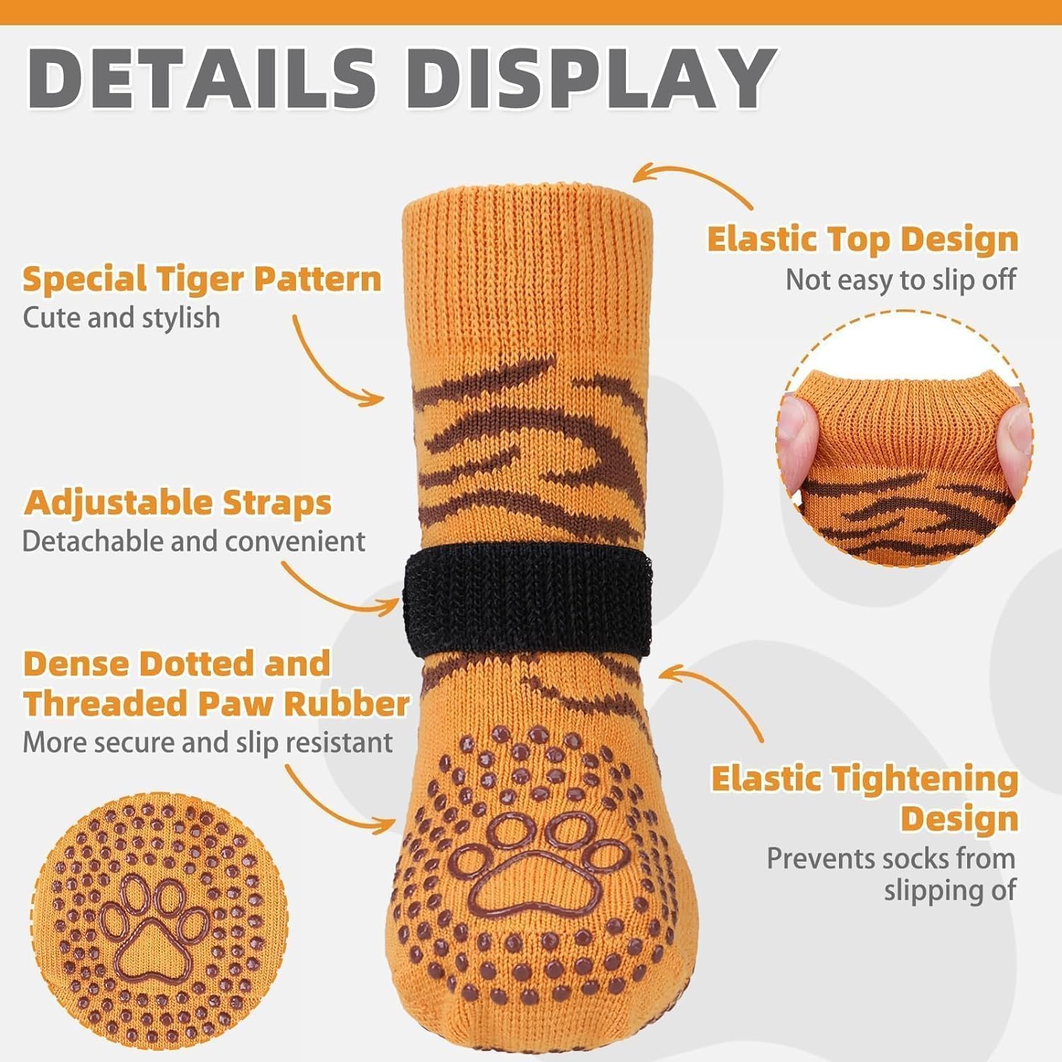 KOOLTAIL Anti Slip Dog Socks for Hot/Cold Pavement to Prevent Licking Paws, Dog Boots&Paw Protector with Grip for Hardwood Floor