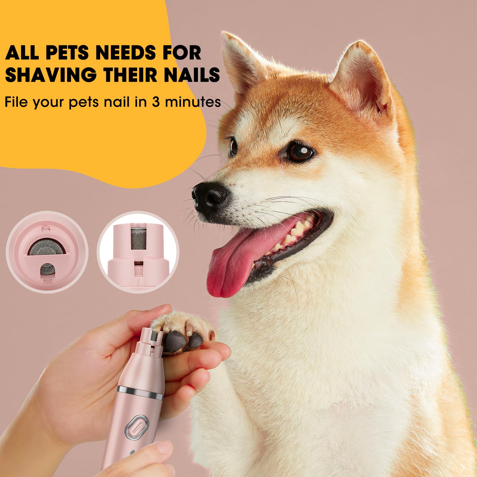 Qreeyx Upgrade Dog Grooming Kit, Cordless Dog Paw Trimmer, 4 In 1 Low Noise Pets Hair Clipper Grooming Kit, 2-Speed Nail Grinder