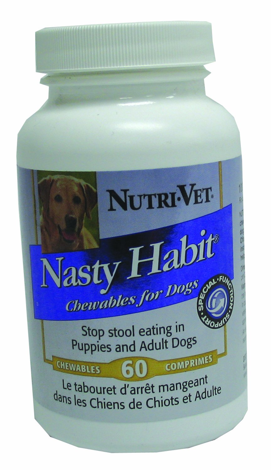 Nutri-Vet Nasty Habit Chewable Tablets for Dogs | 60 Count | Helps Stop Stool Eating | Blues & Purples