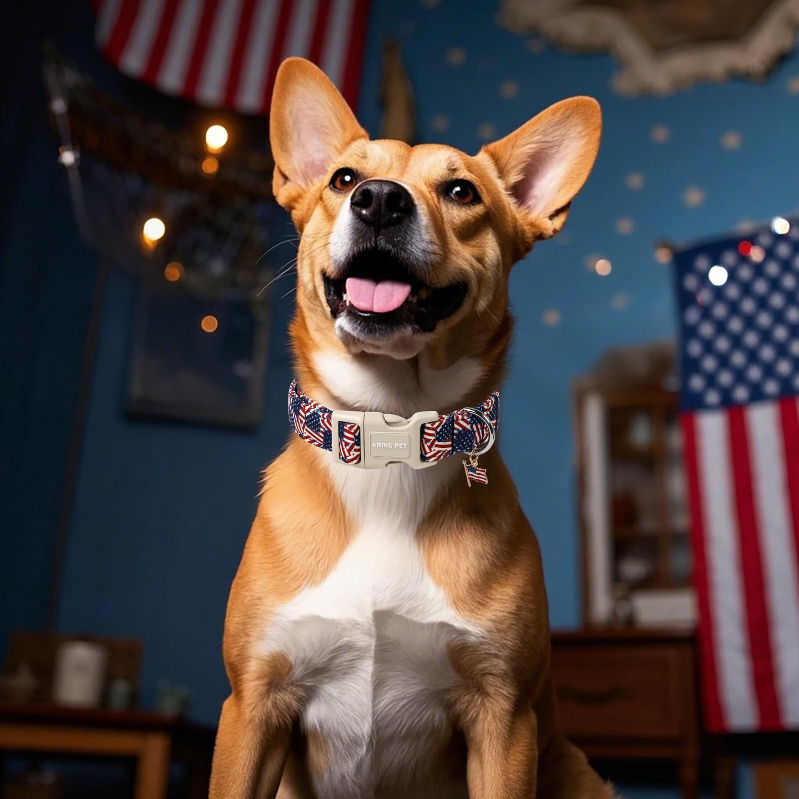 Aring Pet American Flag Dog Collar-Cute Patriotic Dog Collars, Adjustable 4Th Of July Pet Collars Puppy Collar With Quick Releas