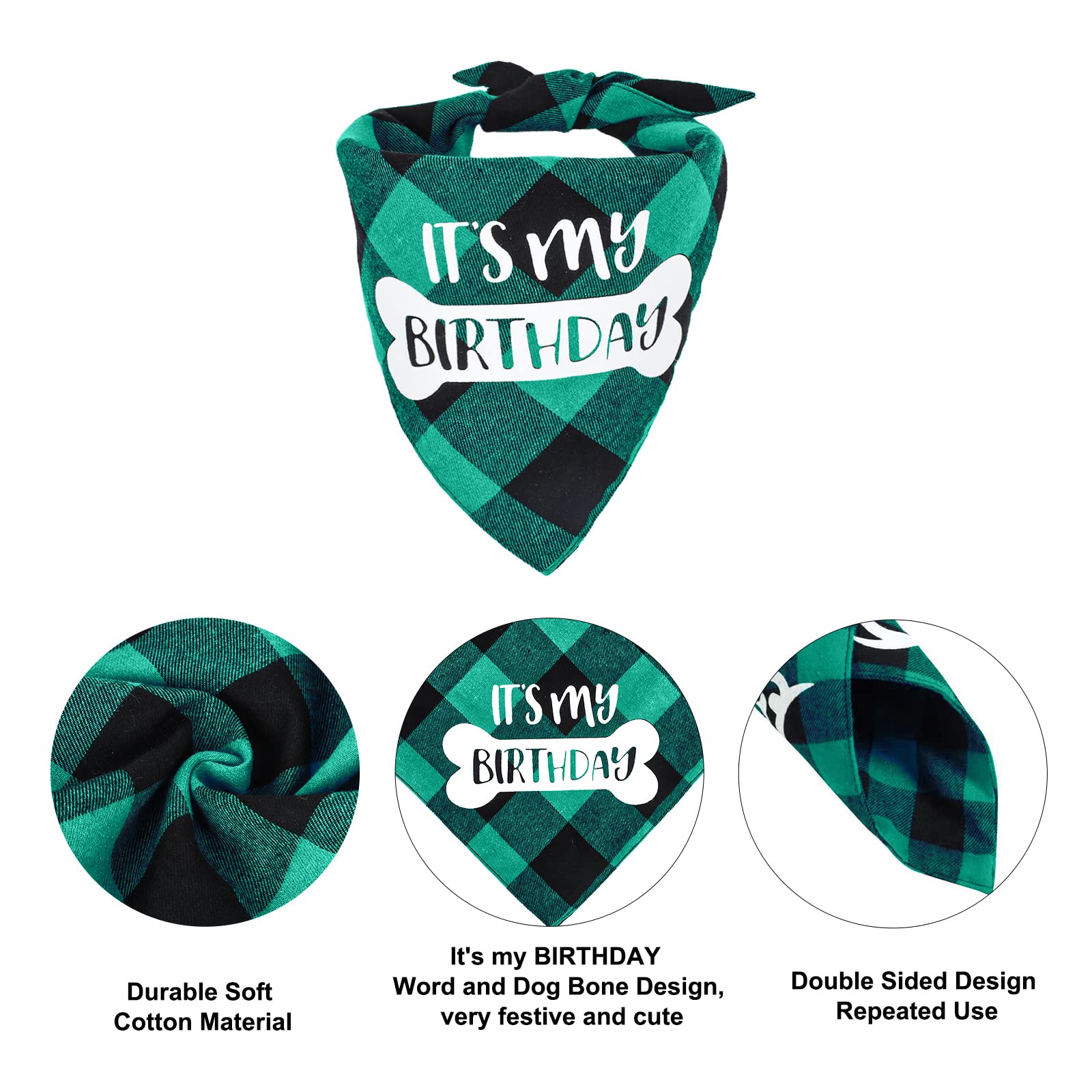 Dog Birthday Bandana, Vipith Double Sided Cotton Triangle Dog Bandanas Dog Birthday Party Supplies Dog Bandanas Boy Girl Dog Bir