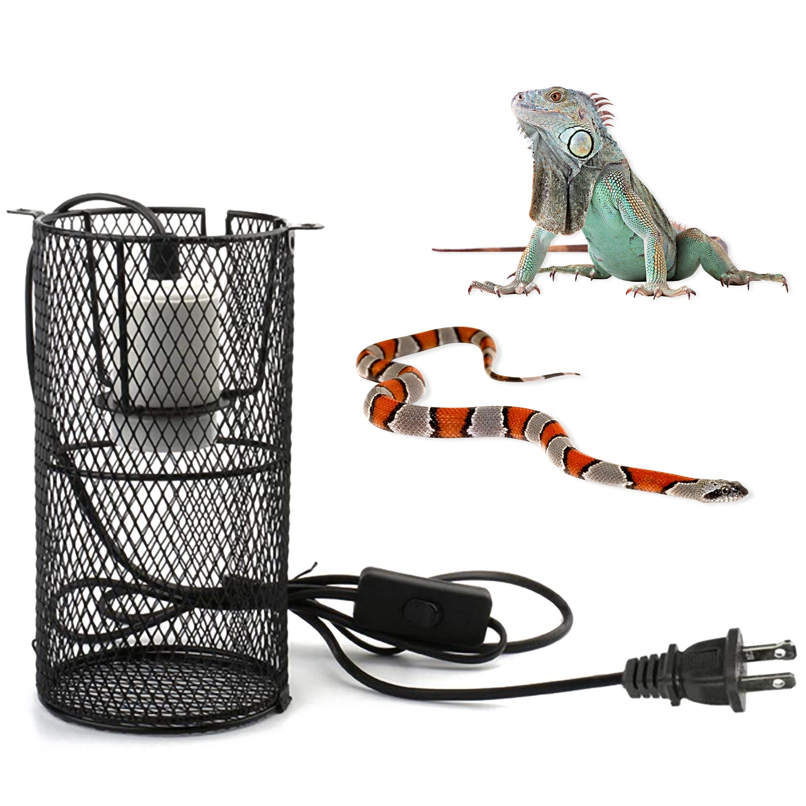 Reptile Heat Lamp Guard Ceramic Heat Emitter Basking Heater Lamp Reptile Accessories For Turtle Snakes Lizards Frogs Chicks With