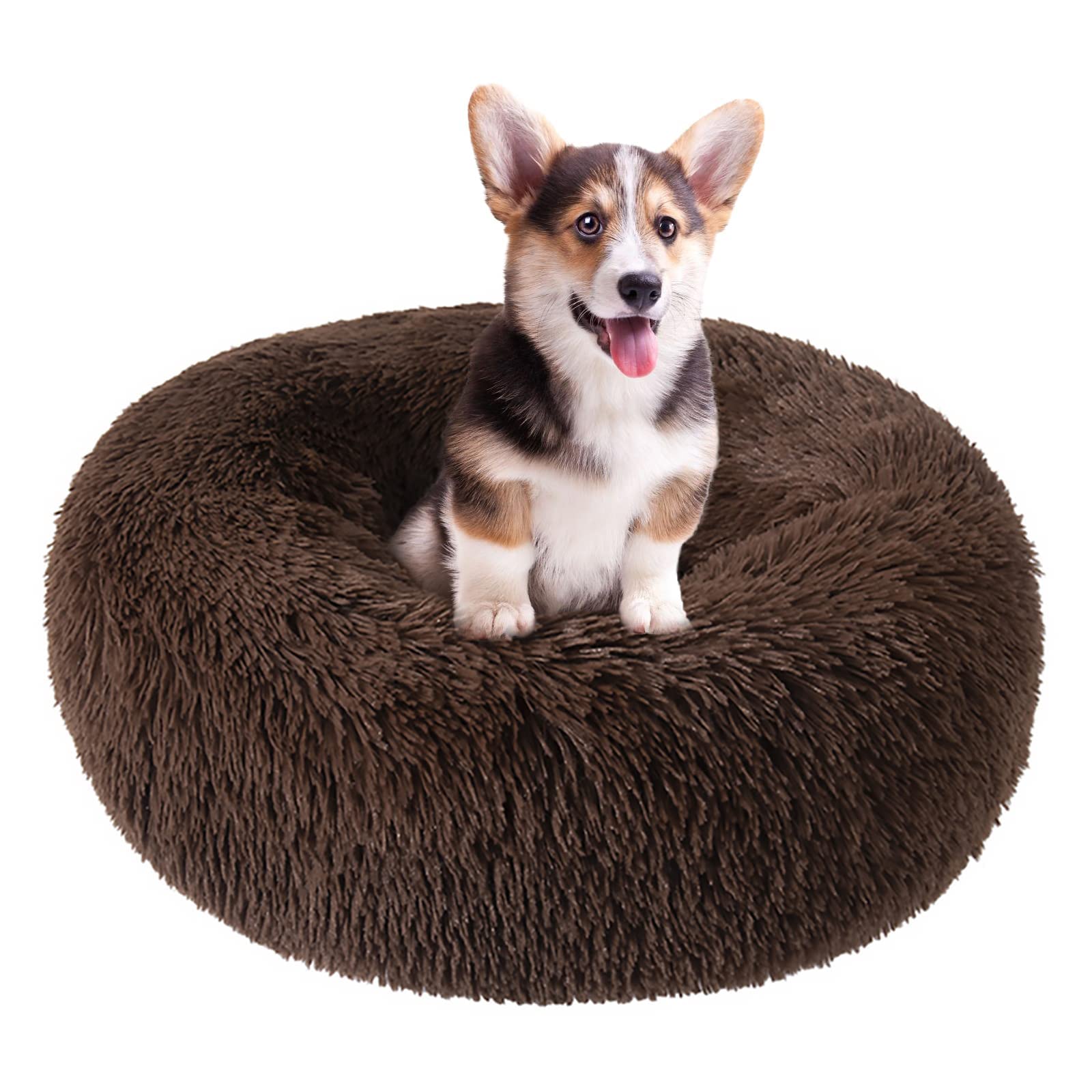 Nisrada Dog Bed For Small Medium Large Dogs, 24 Inch Calming Dogs Bed, Washable-Round Cozy Soft Pet Bed For Puppy And Kitten With Slip-Resistant Bottom
