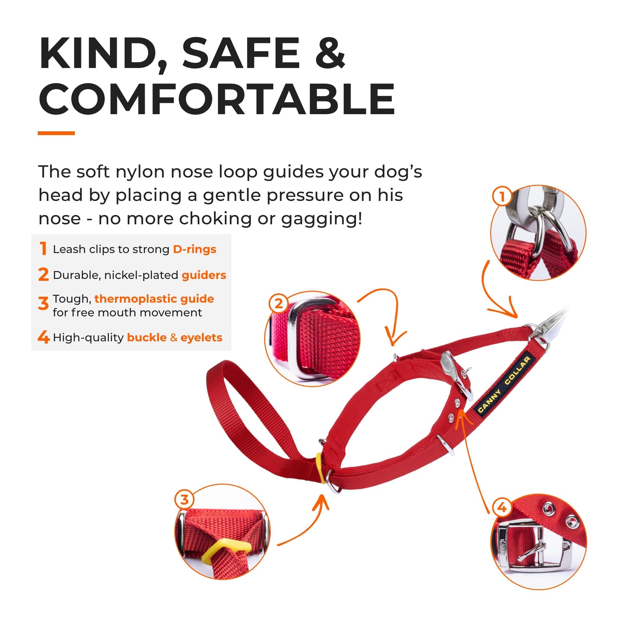 Canny Collar No-Pull Dog Collar - The Kind, Gentle Head Collar For Dogs| Dog Training Tool For Easier Dog Walking | Black - Size